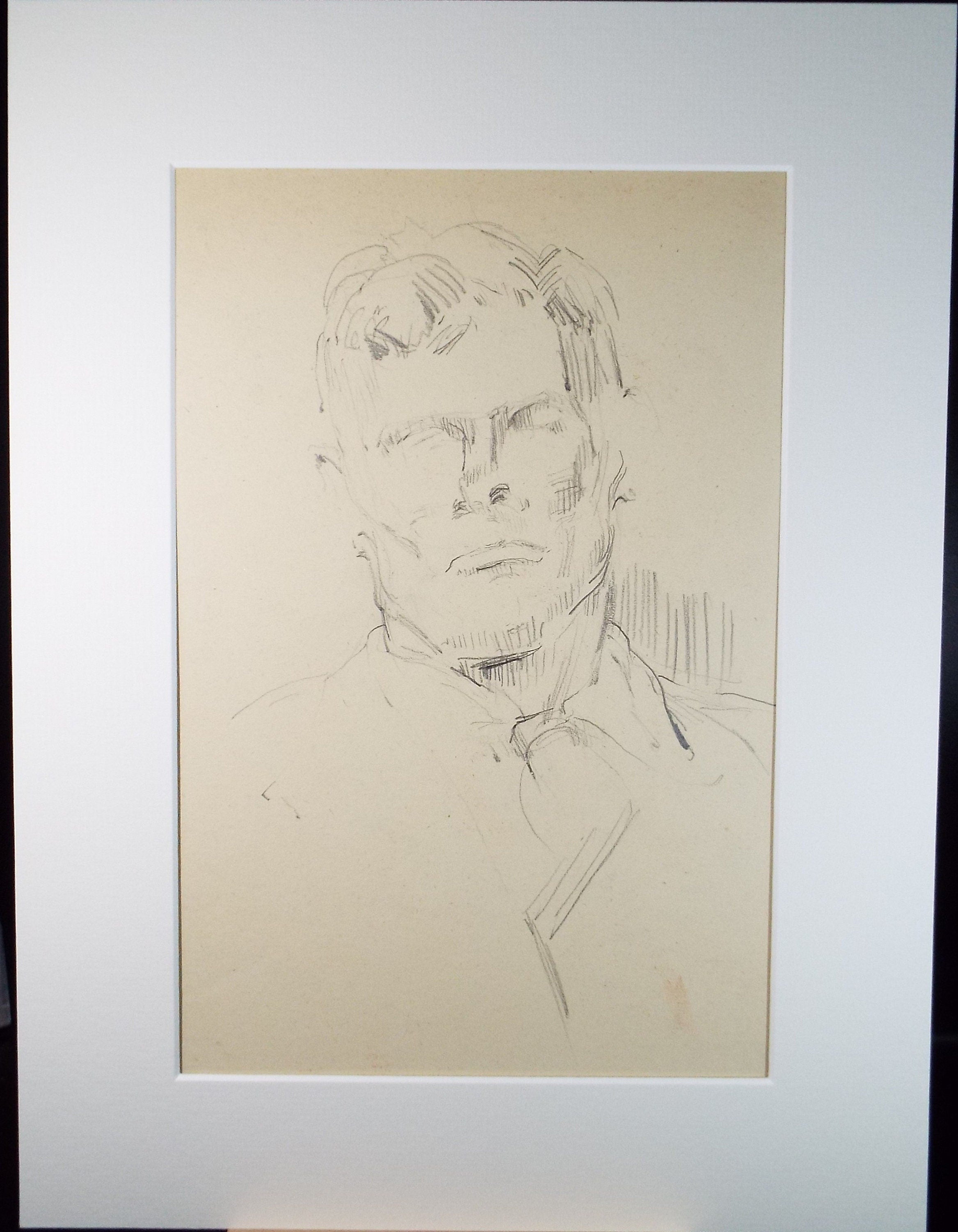 OPencil Sketch,'Portrait of a Gentleman', c1940's, Hilda Burford (1887-1957)