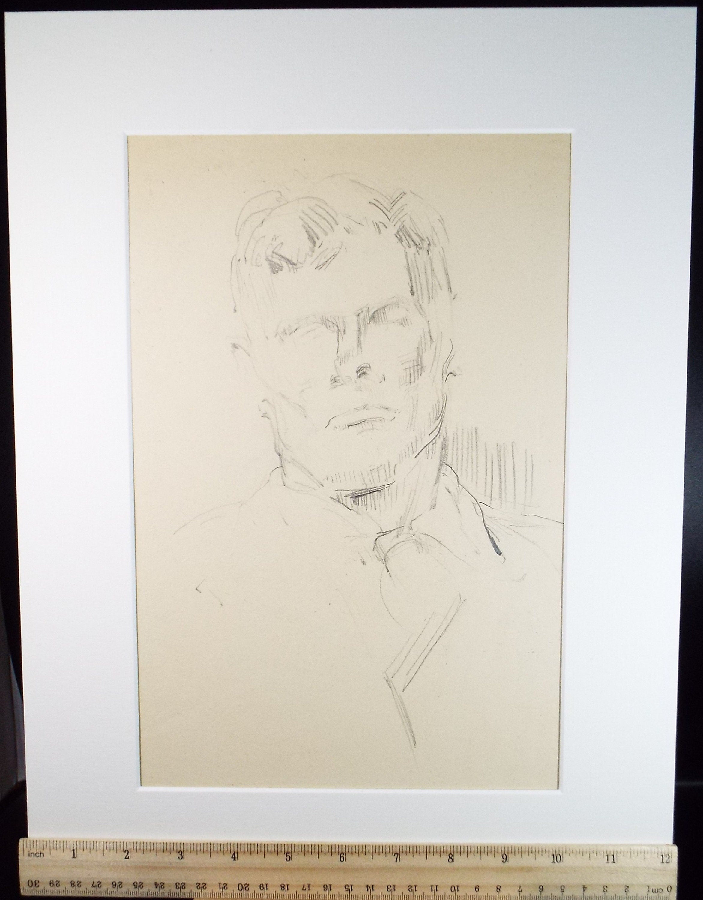 OPencil Sketch,'Portrait of a Gentleman', c1940's, Hilda Burford (1887-1957)