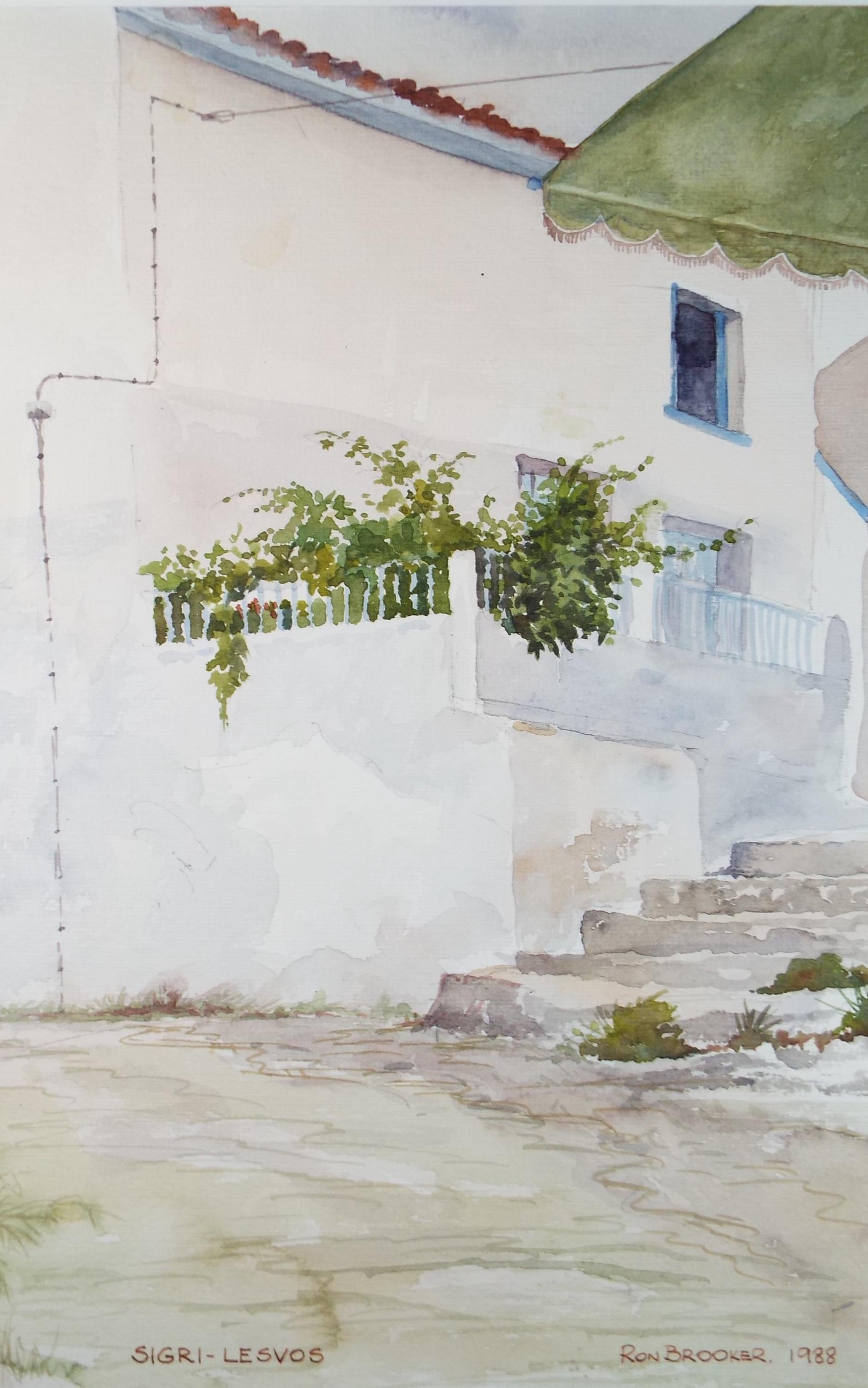 Original Watercolour,'Sigri Lesvos', dated 1988 , Ron Brooker