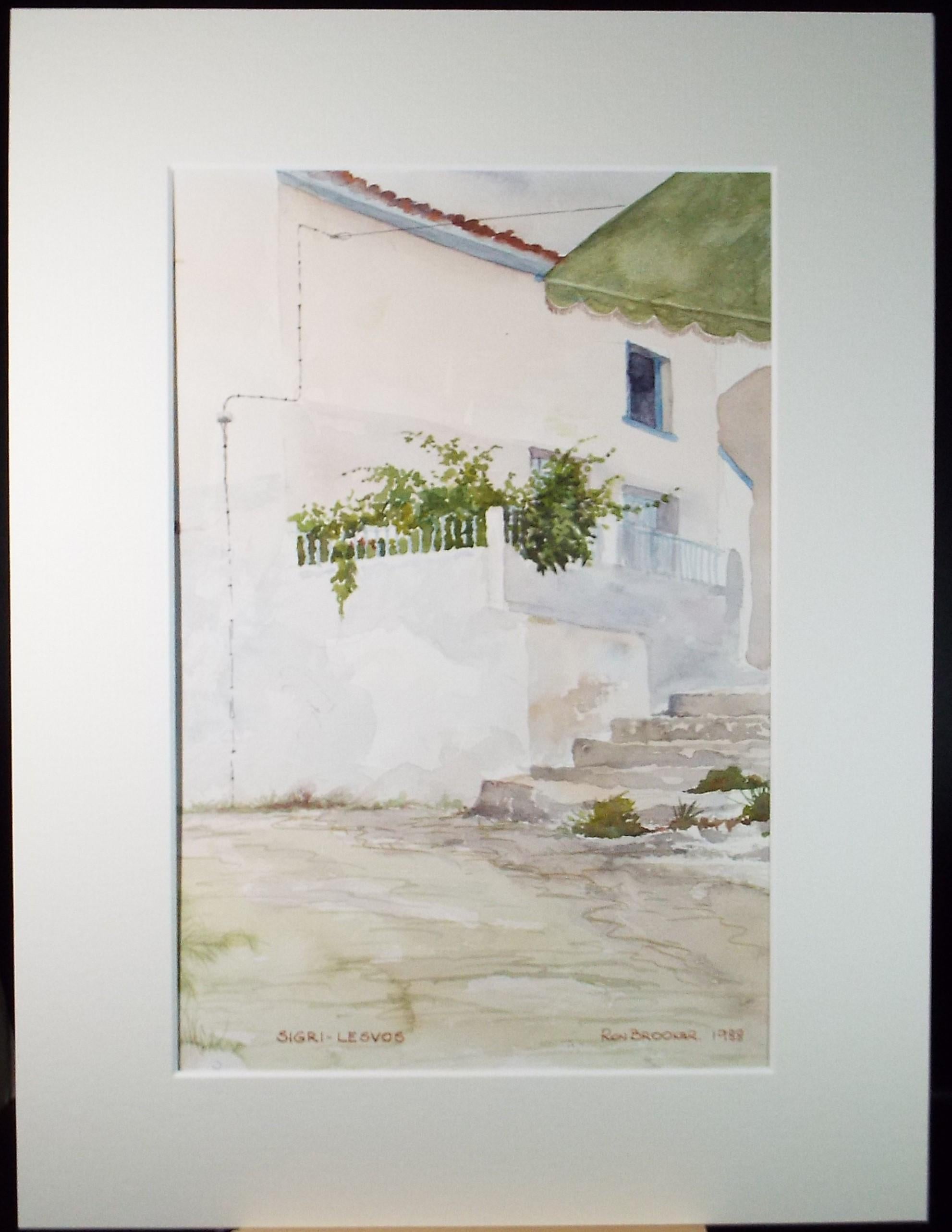Original Watercolour,'Sigri Lesvos', dated 1988 , Ron Brooker