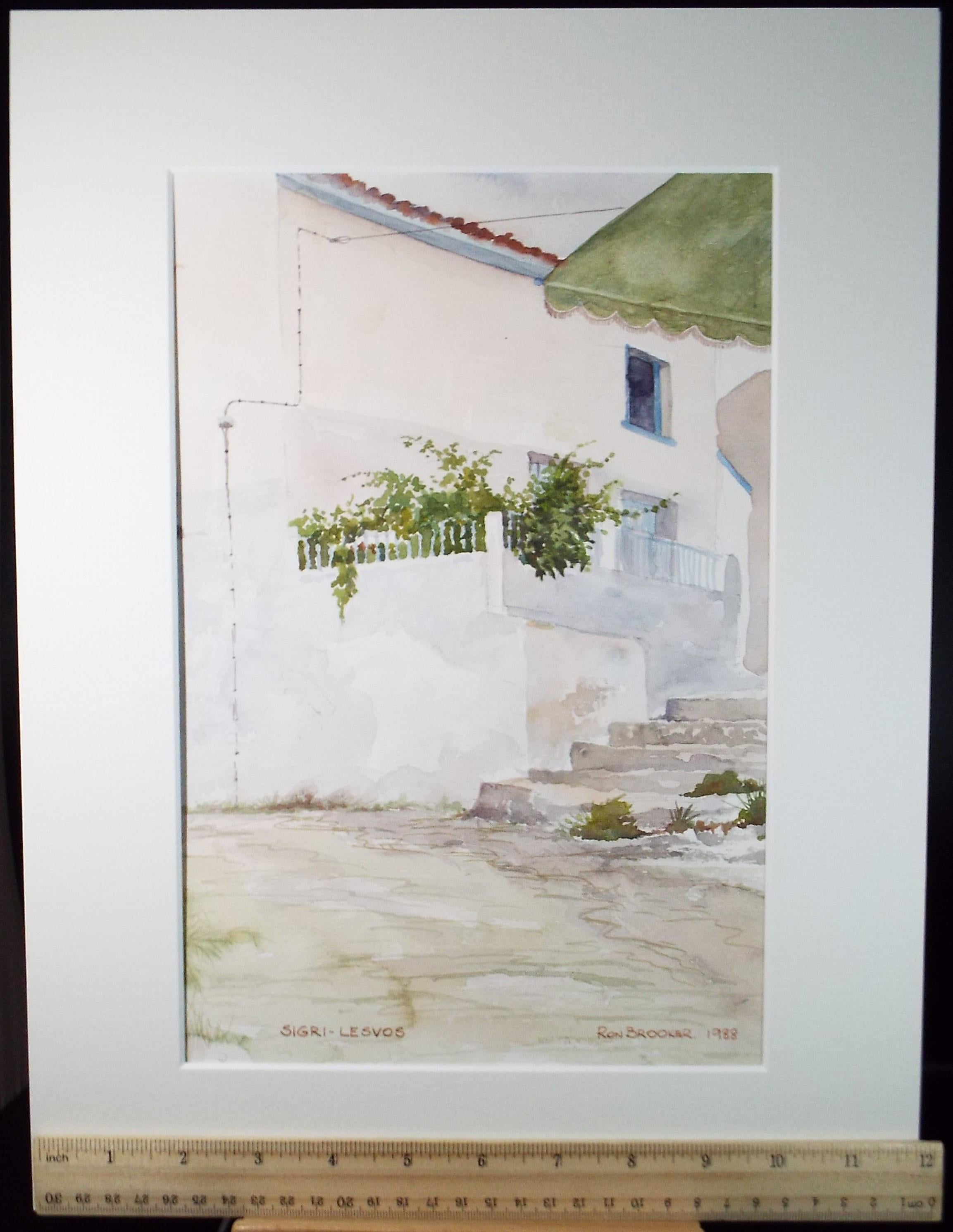 Original Watercolour,'Sigri Lesvos', dated 1988 , Ron Brooker
