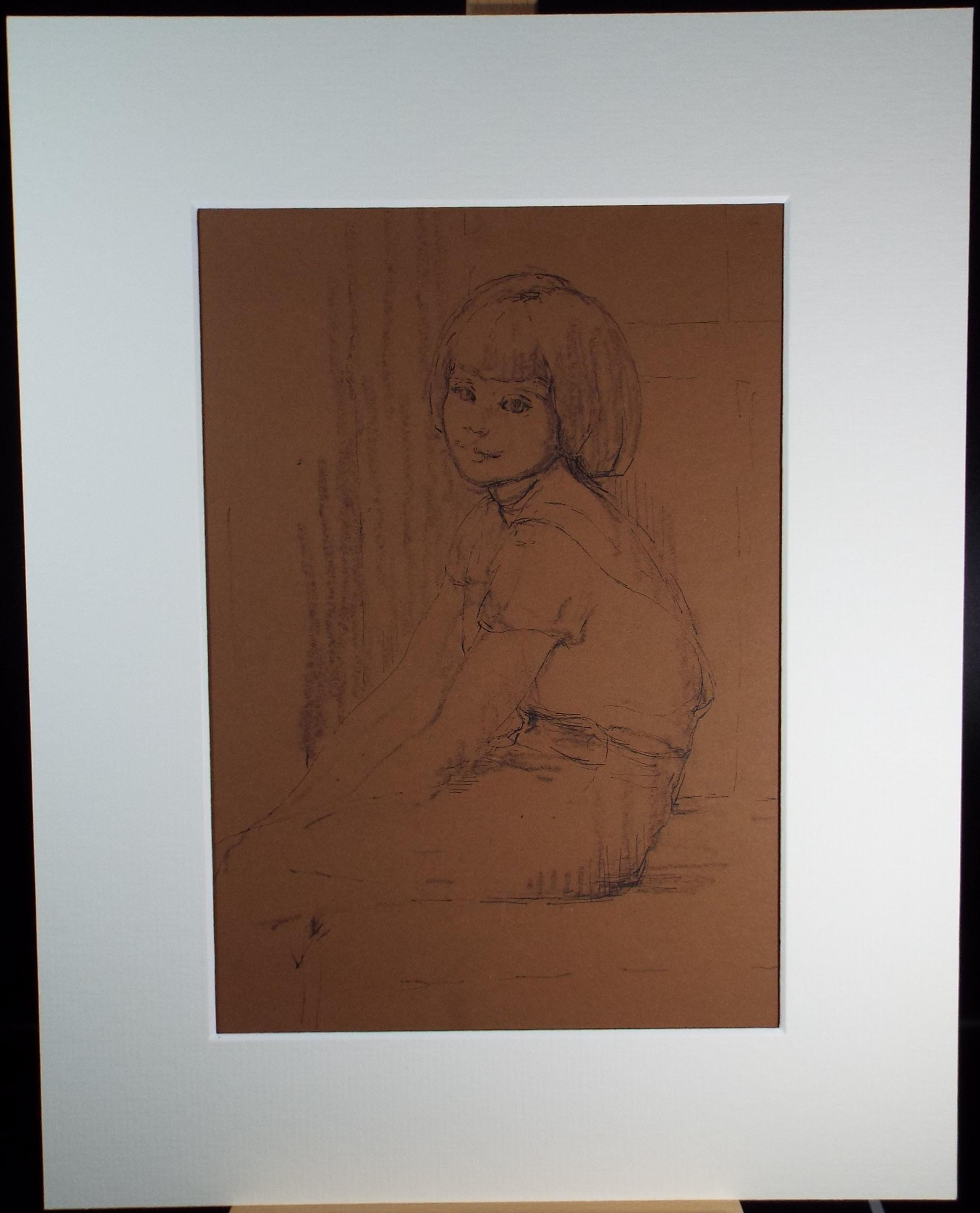 Original Pastel Sketch,'Study of a Girl', Hilda Burford (1887-1957), 1950's