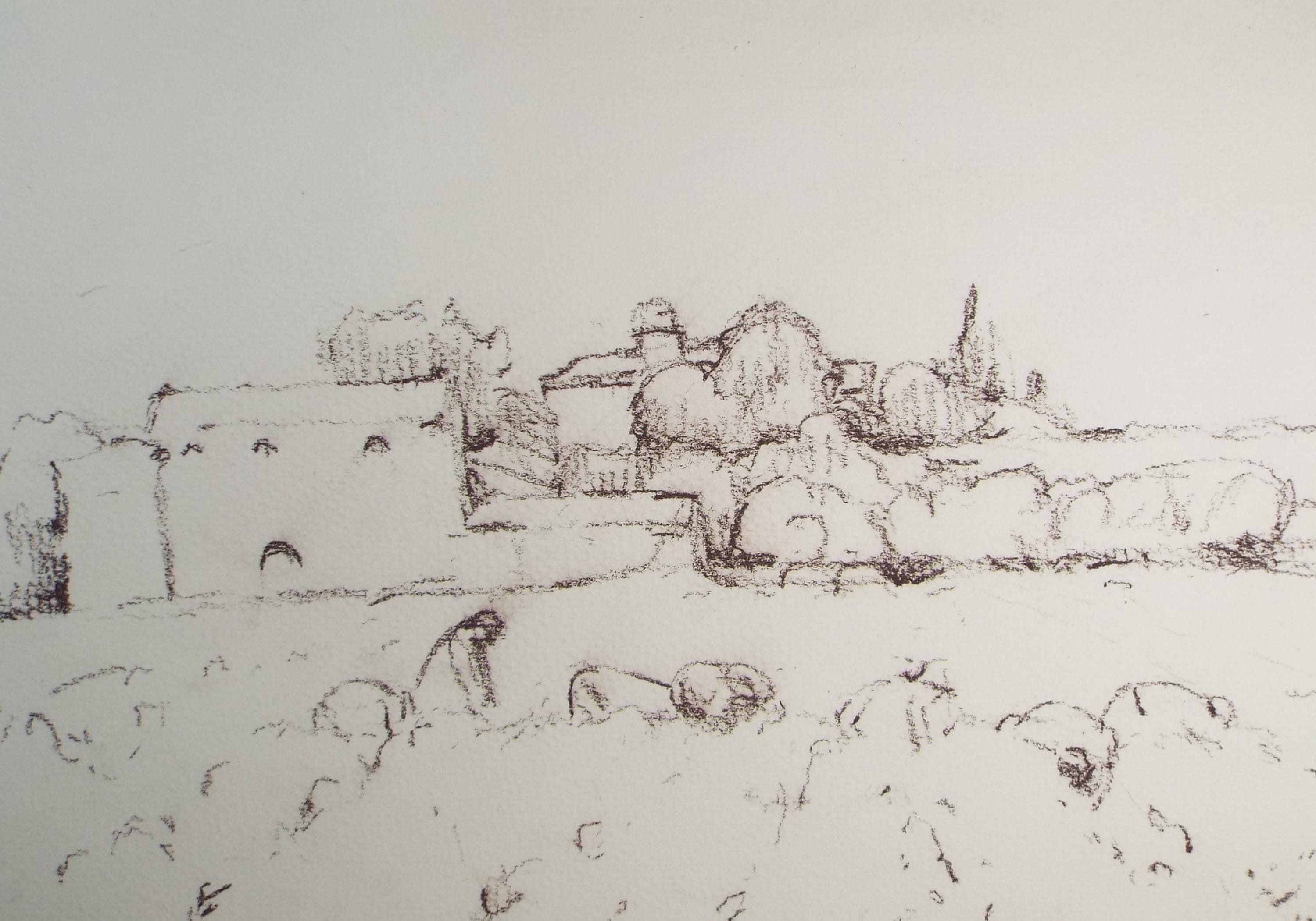 Original Pastel, 'Gathering the Crop', 1990's, Mariota Bosanquet 1923 -2022