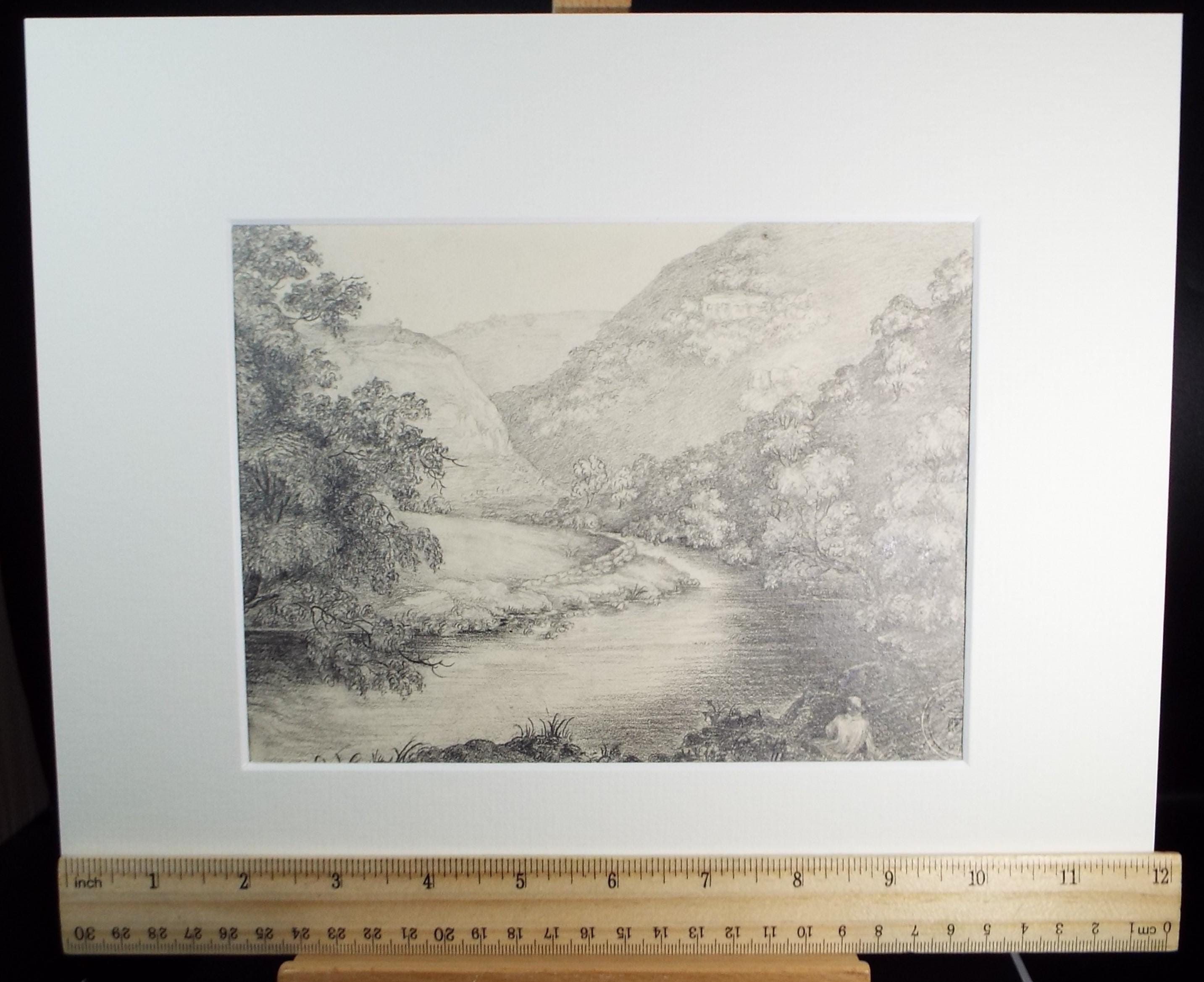 Original Pencil Drawing, 'Monsal Dale', Dated 1820, artist unknown