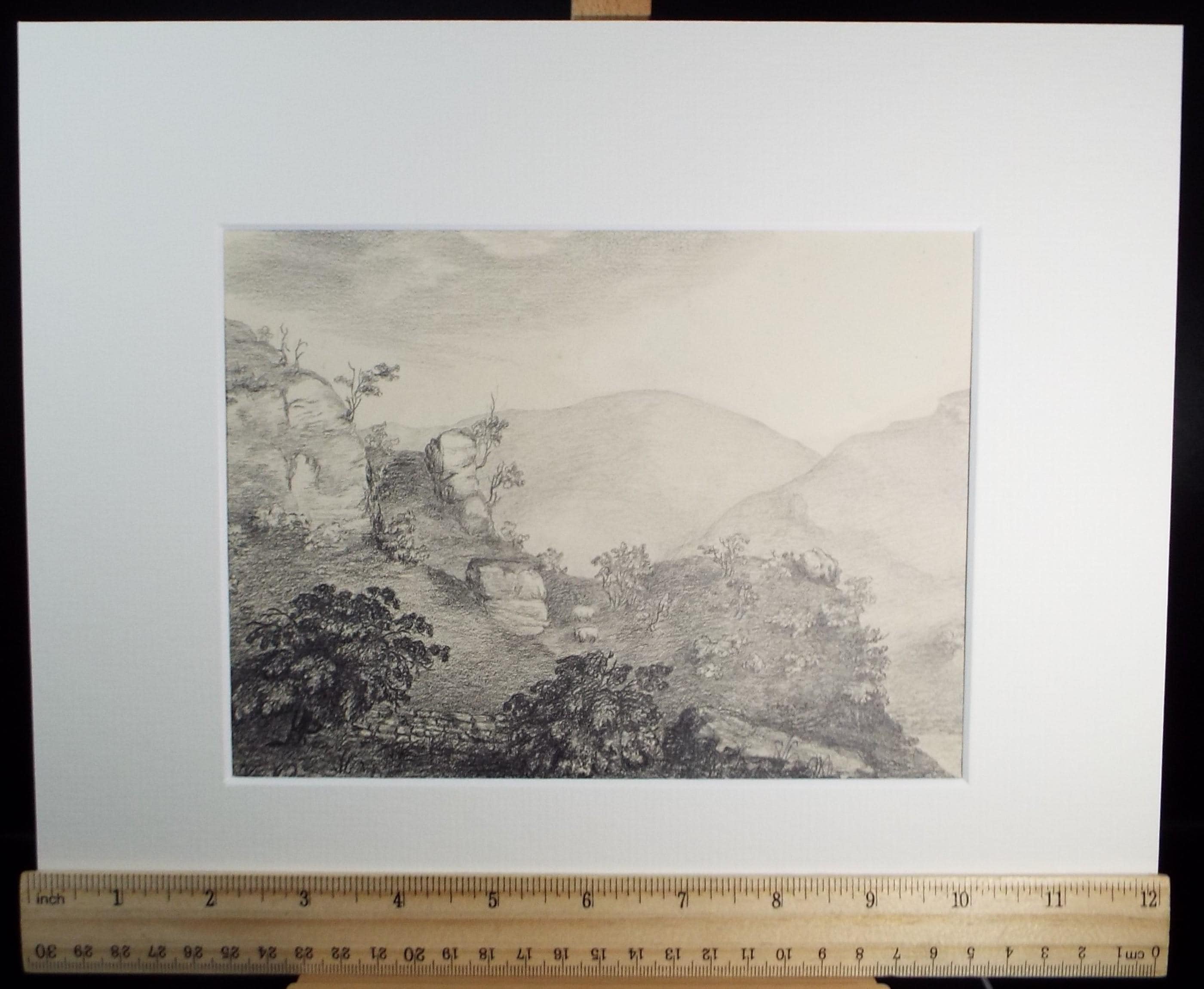 Original Pencil Drawing, Dove-Dale', Dated 1820, artist unknown