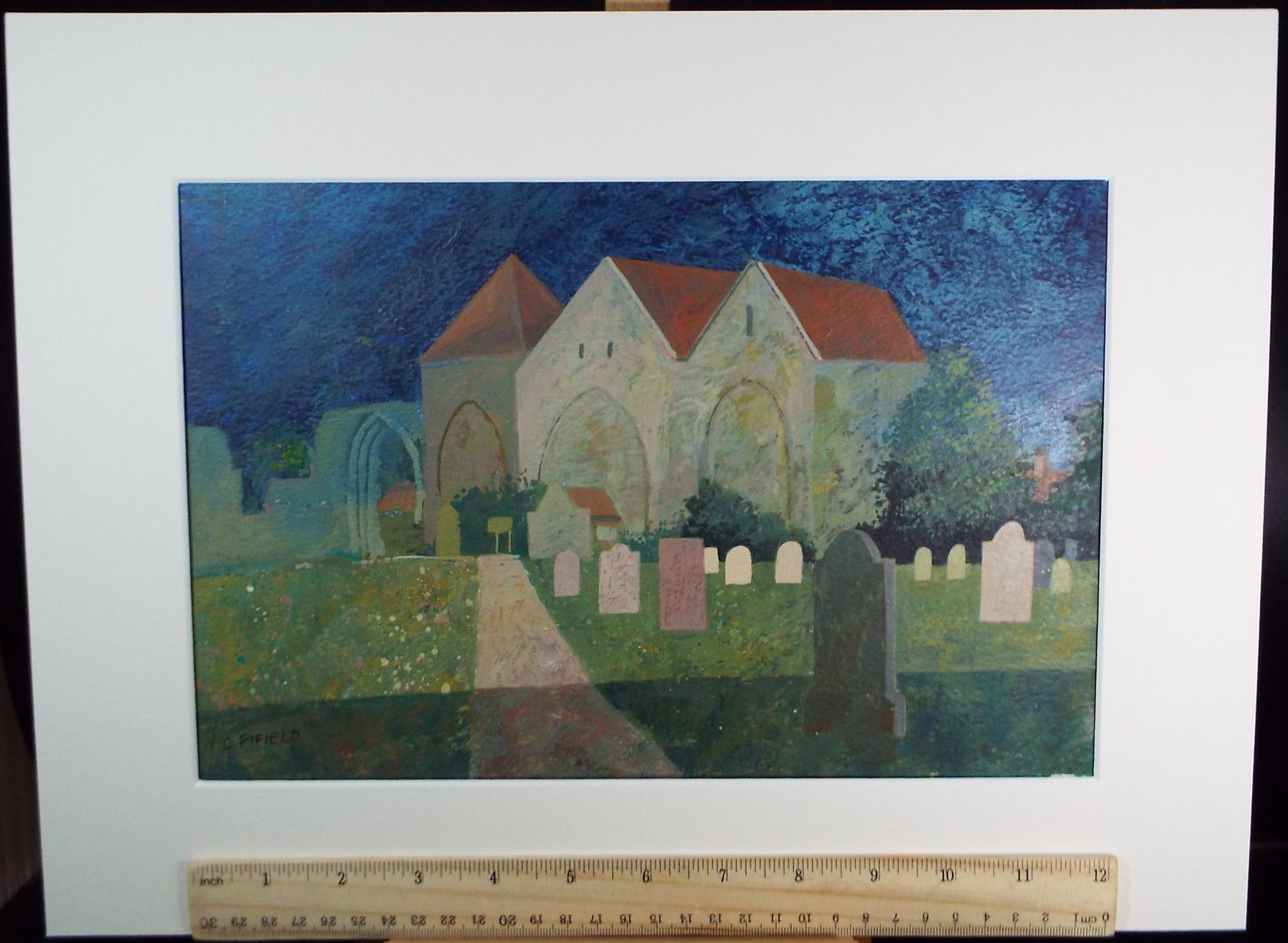 Original Gouache & acrylic, 'Village Church', Colin Fifield (1940-2022), Circa 1980's