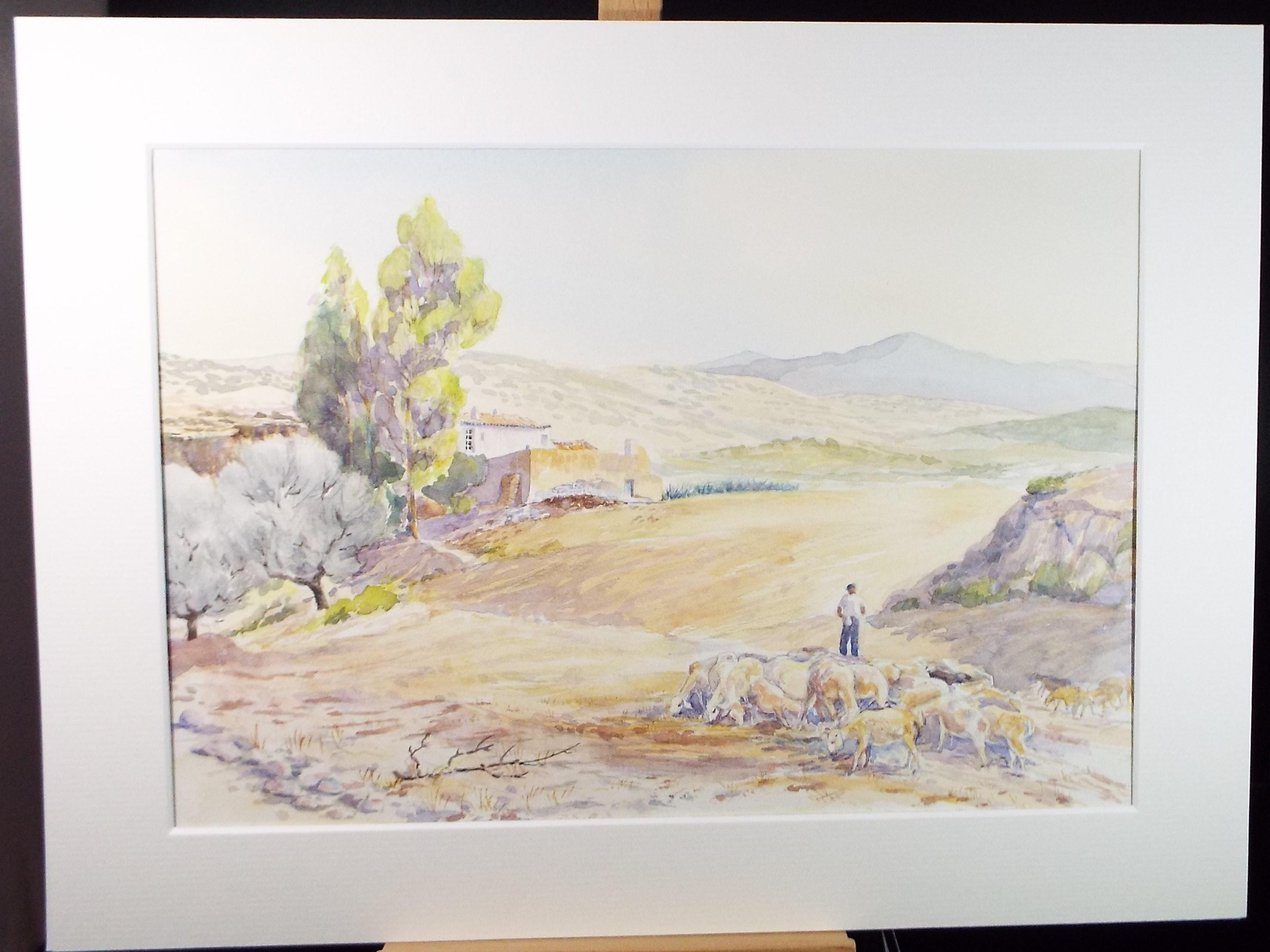 Original Watercolour,'The Goatherd', circa 1980's, Ron Brooker