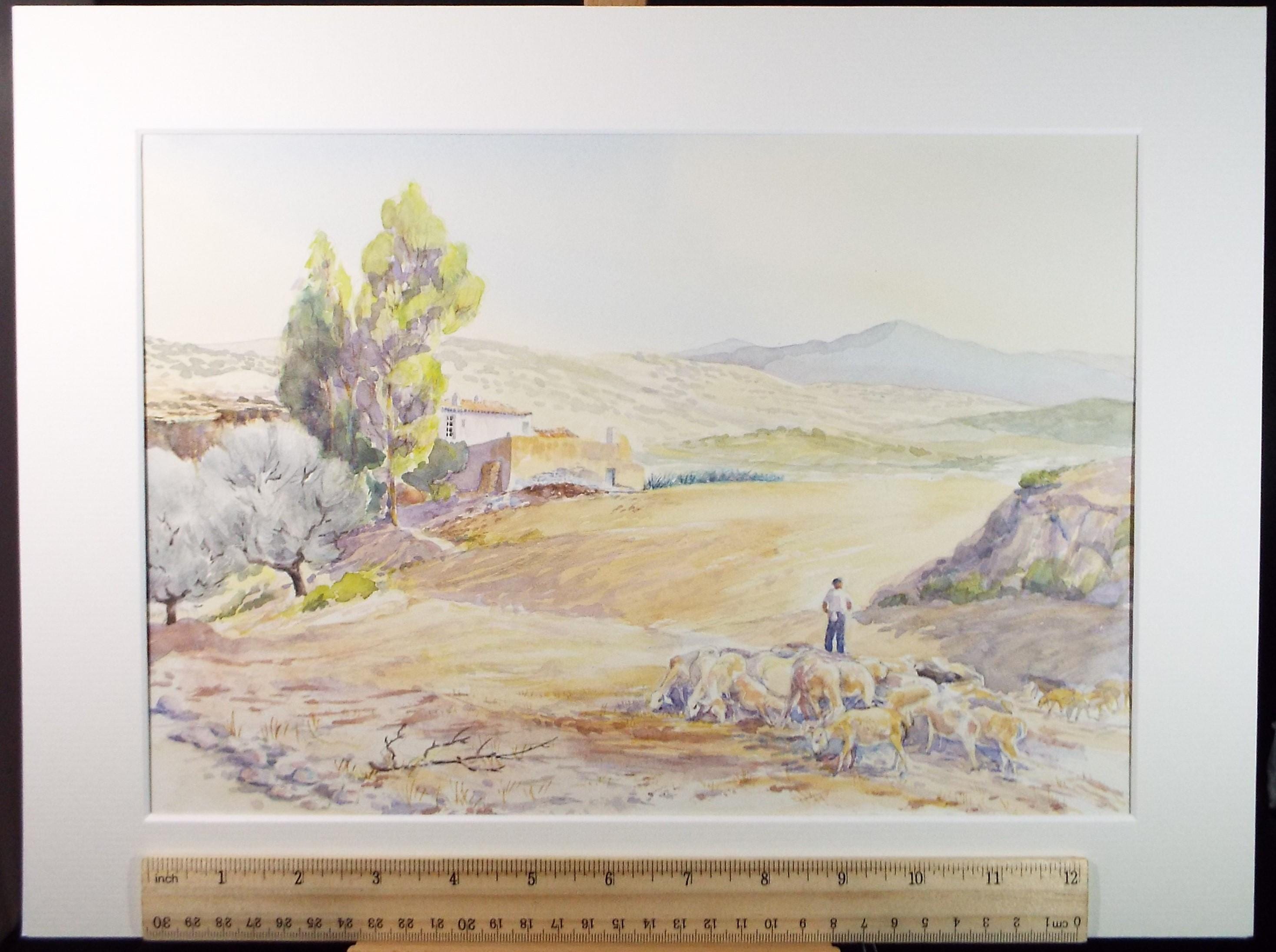 Original Watercolour,'The Goatherd', circa 1980's, Ron Brooker