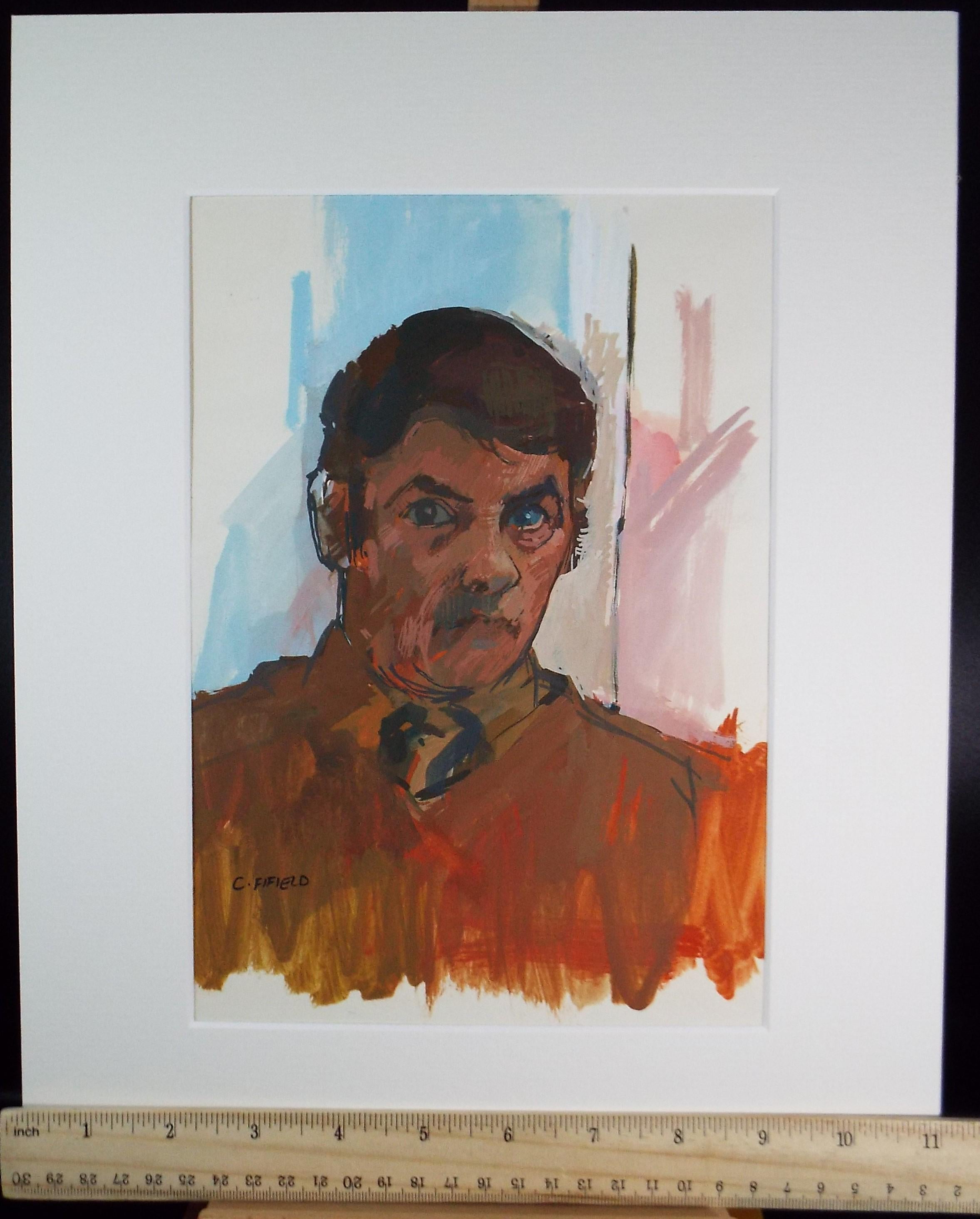 Original Watercolour & Gouache, 'Self Portrait', Colin Fifield (1940-2022), Circa 1980's