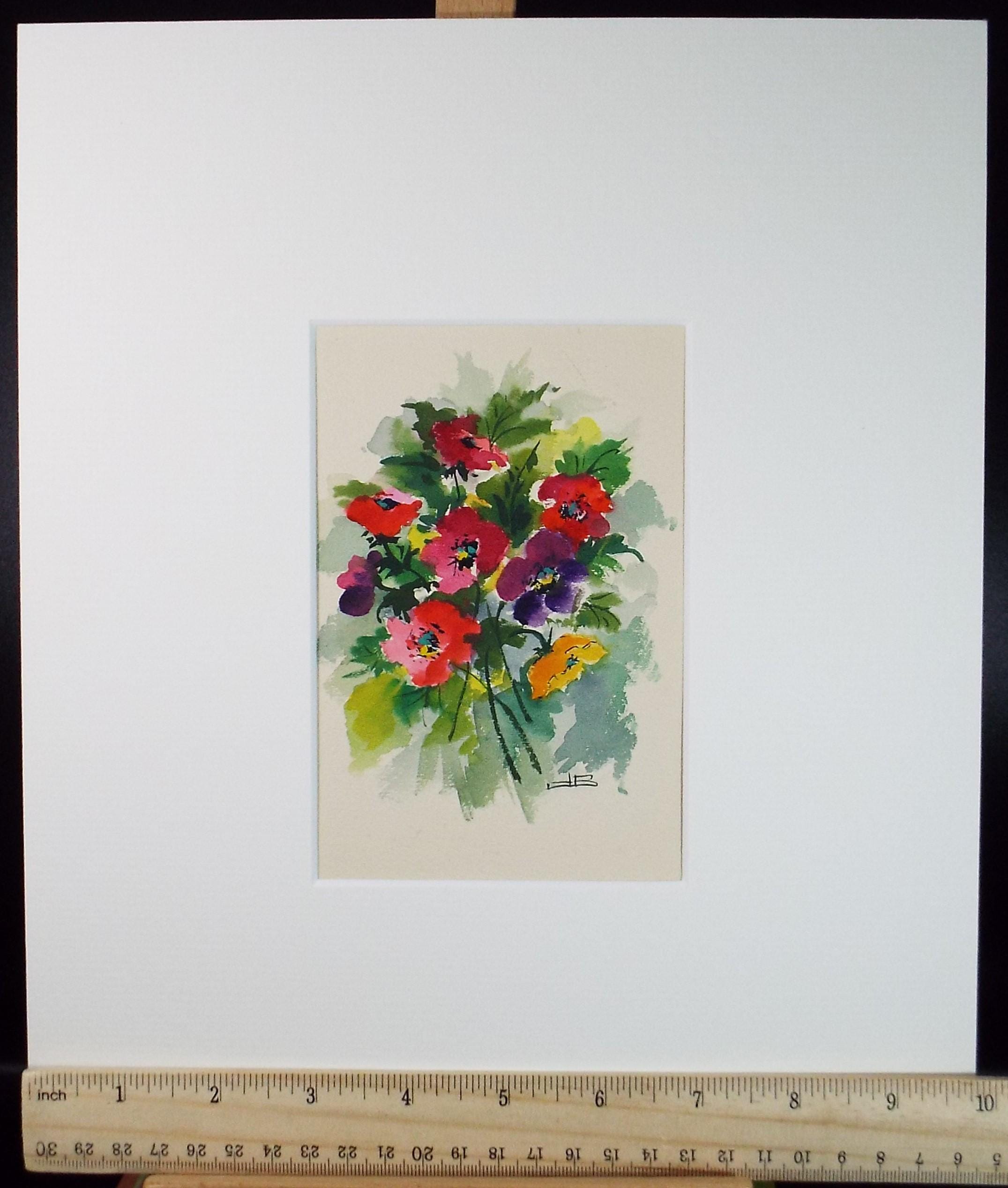 Original Watercolour, 'Summer flowers', circa 1960's, artist Unknown