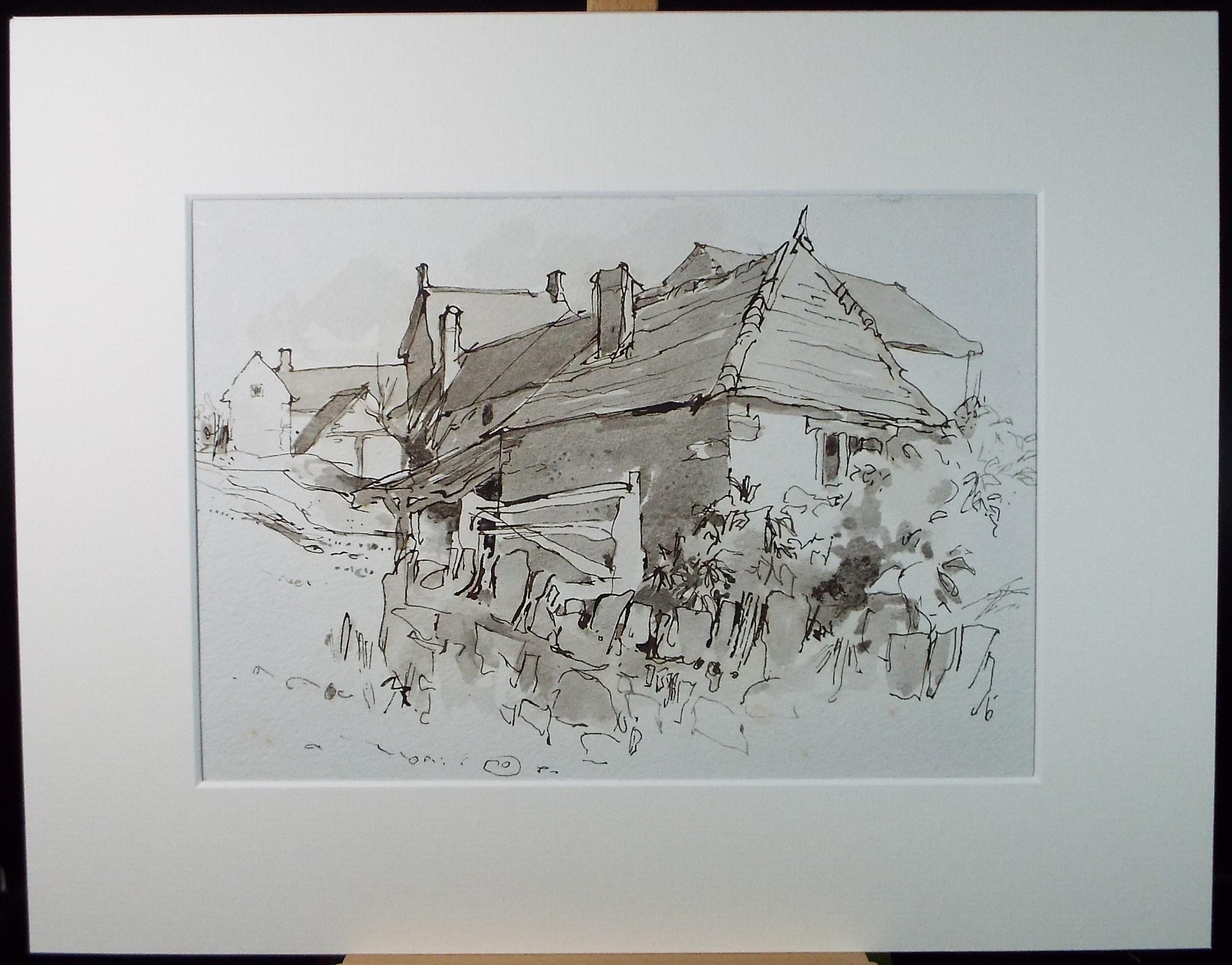 Original Watercolour drawing , 'Buildings and Barns', John Hambleton Holdcroft (1926-2014), Circa 1960's