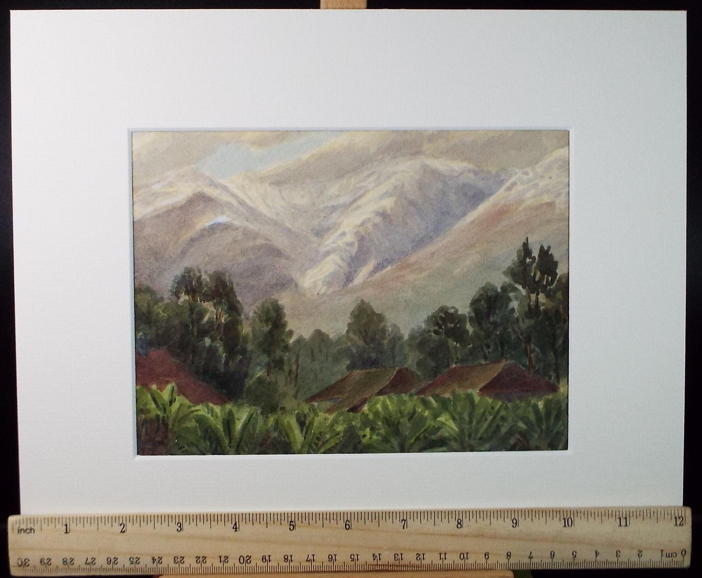 Original Watercolour, 'Mountain View', Artist Unknown, dated 1917