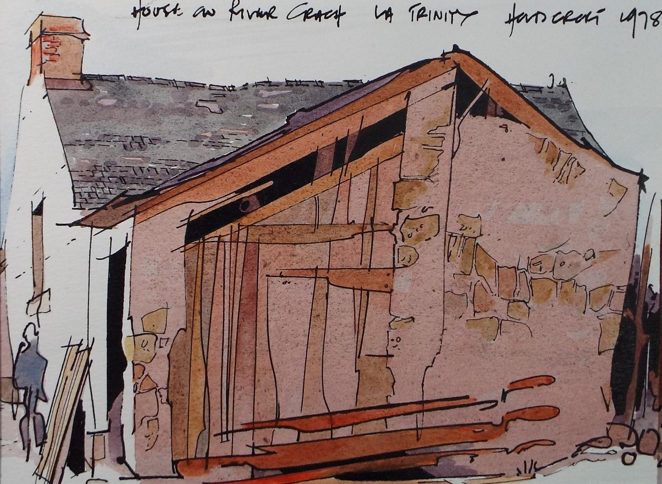 Original Watercolour drawing , 'House on the River', John Hambleton Holdcroft (1926-2014), Dated 1978.