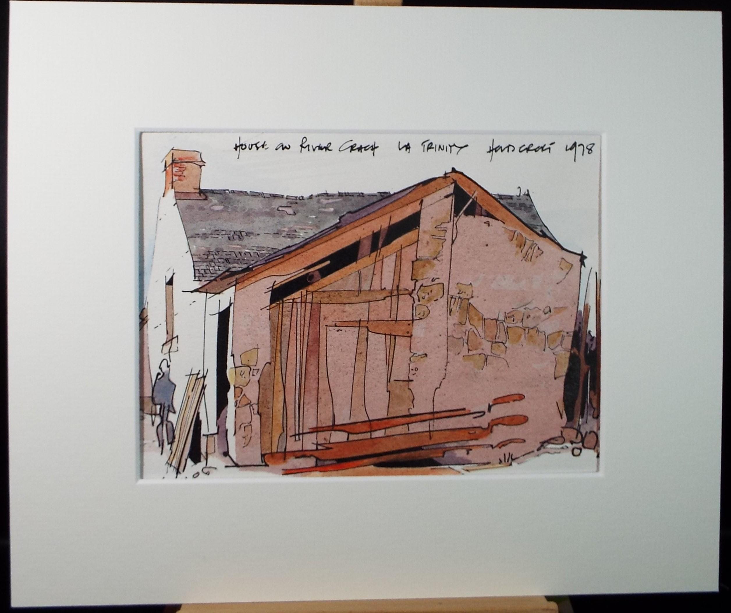 Original Watercolour drawing , 'House on the River', John Hambleton Holdcroft (1926-2014), Dated 1978.