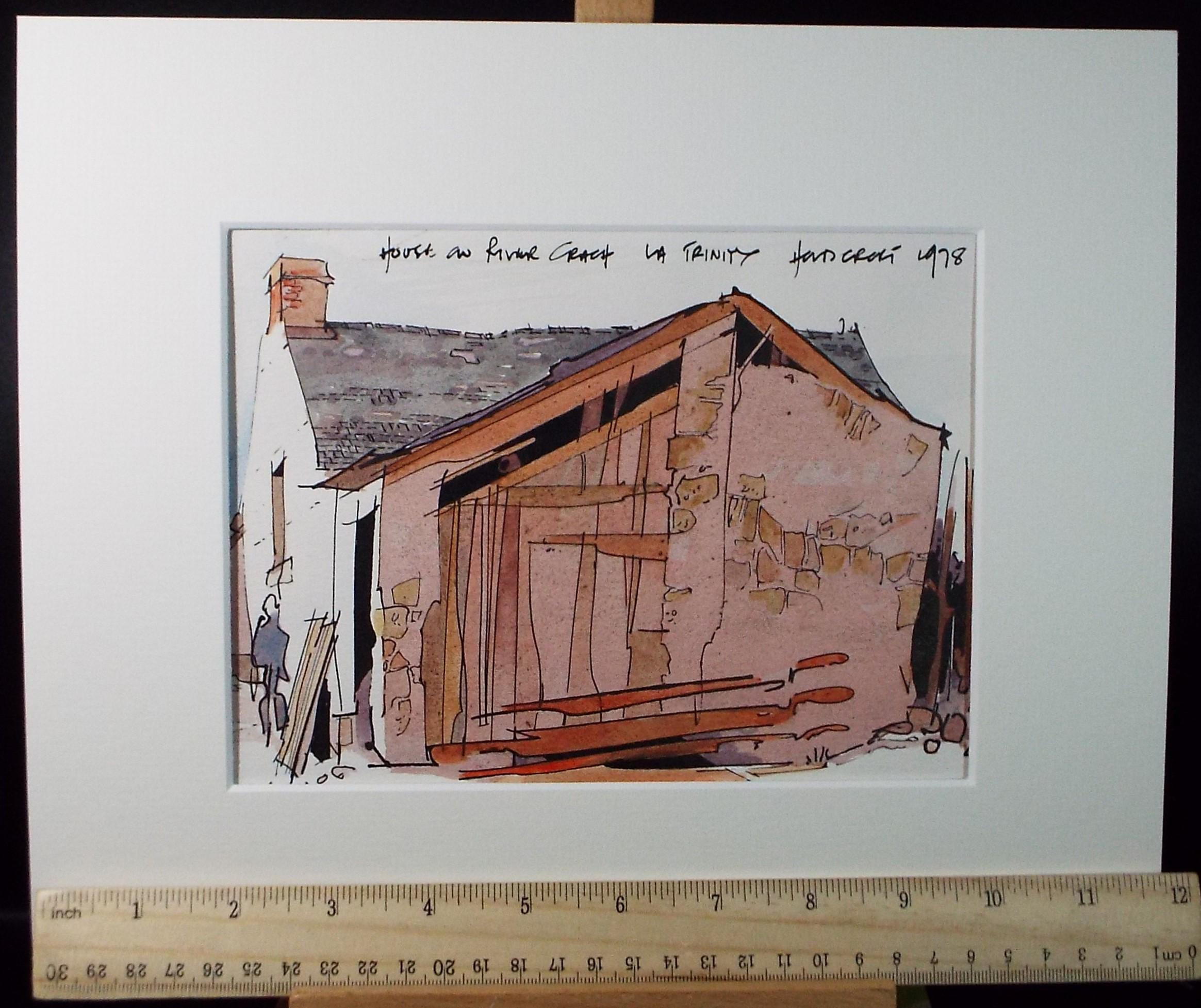 Original Watercolour drawing , 'House on the River', John Hambleton Holdcroft (1926-2014), Dated 1978.