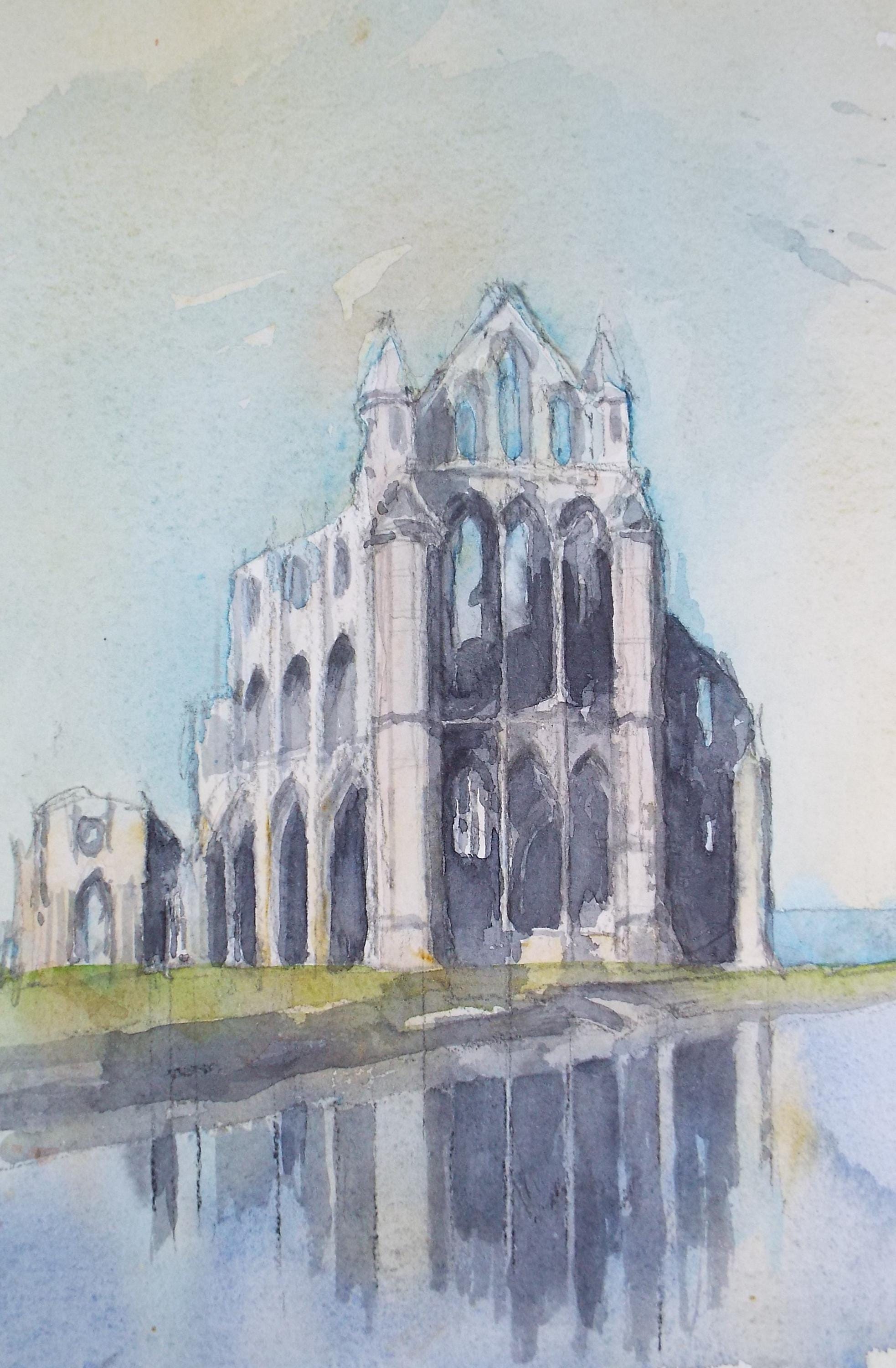 Original Watercolour drawing , 'Abbey Ruins', John Hambleton Holdcroft (1926-2014), Circa 1970's