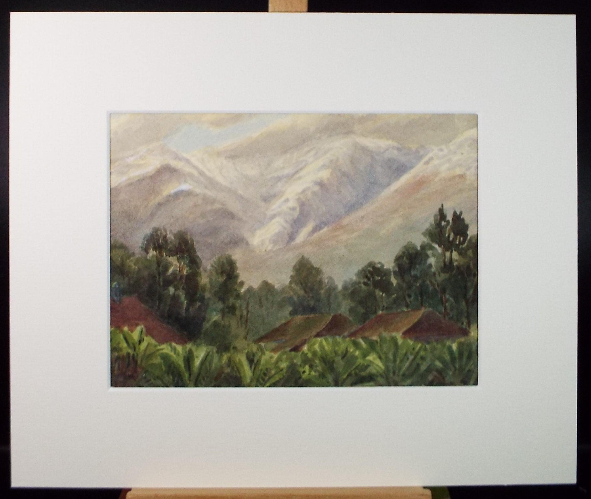 Original Watercolour, 'Mountain View', Artist Unknown, dated 1917