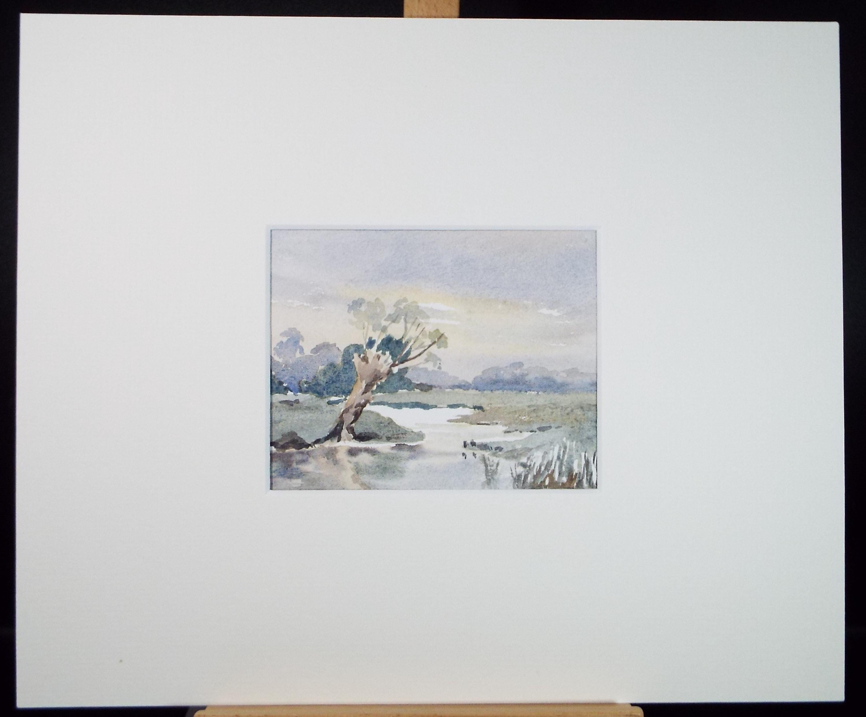 Original Watercolour, 'Water Meadow', Circa 1990's ,Artist Unknown