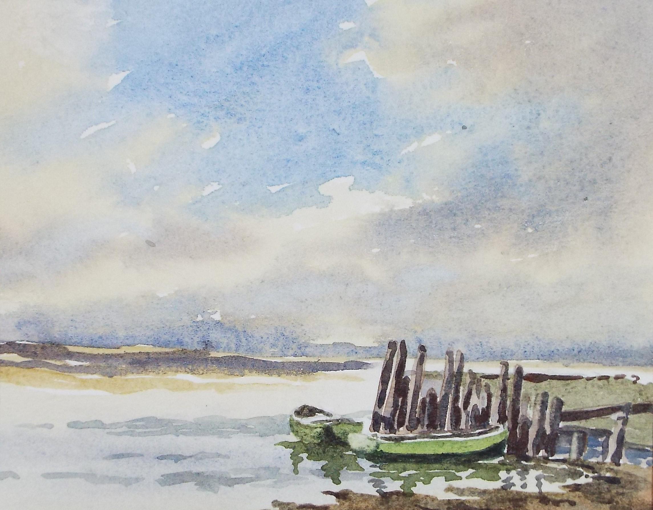 Original Watercolour, 'Wooden Groynes', Circa 1990, Artist Unknown