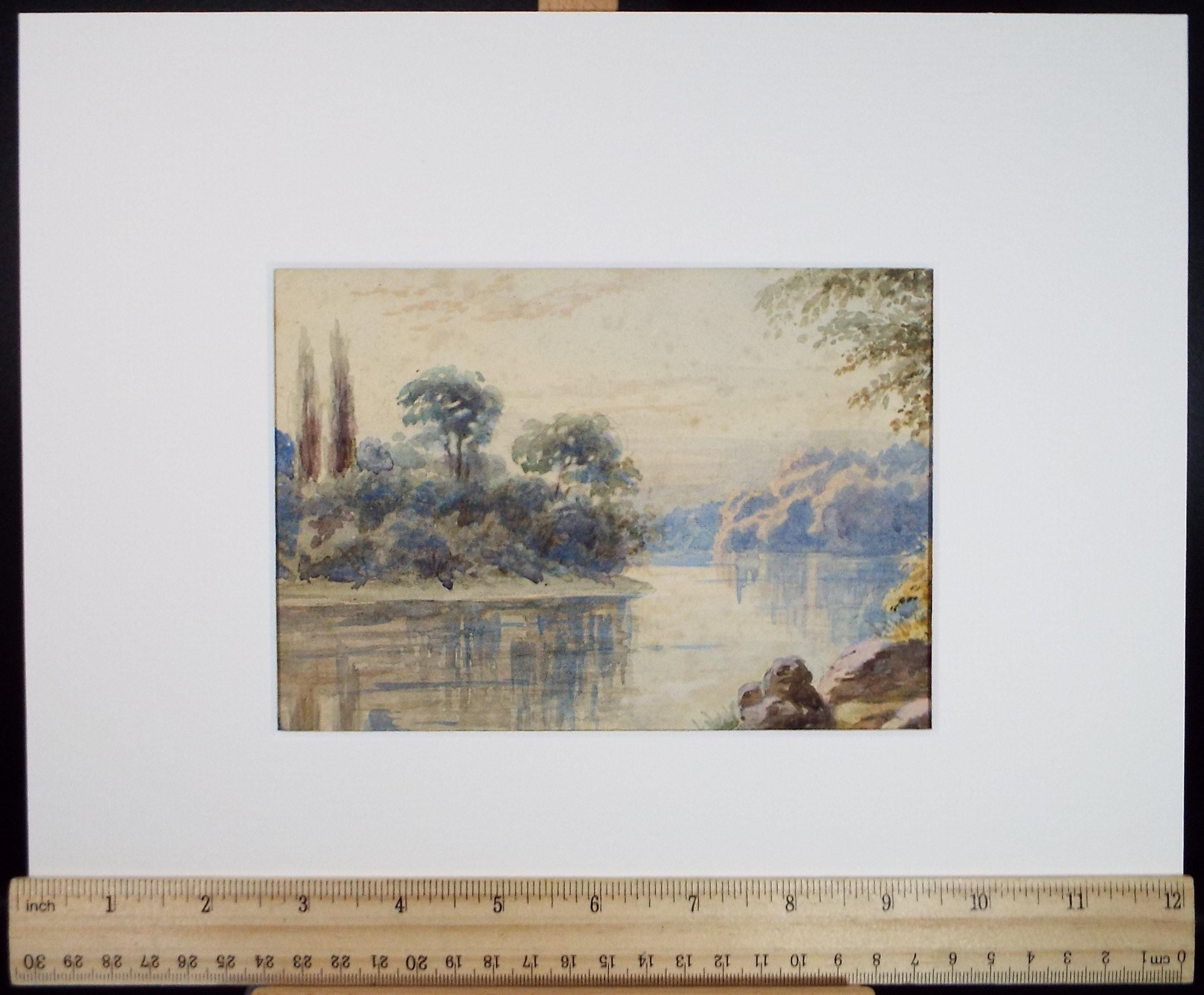 Original Watercolour 'River Landscape', Artist unknown, circa 1880's