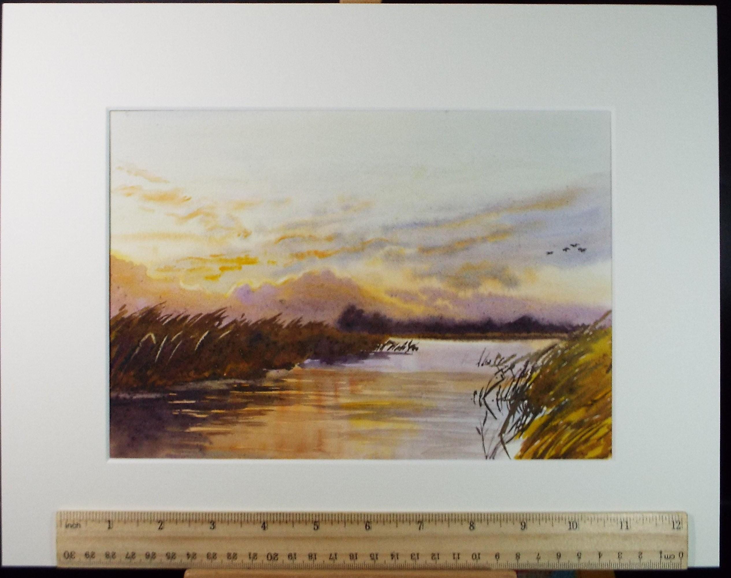 Original Watercolour on Paper, 'Norfolk Broads', Circa 1915 , Artist Unknown