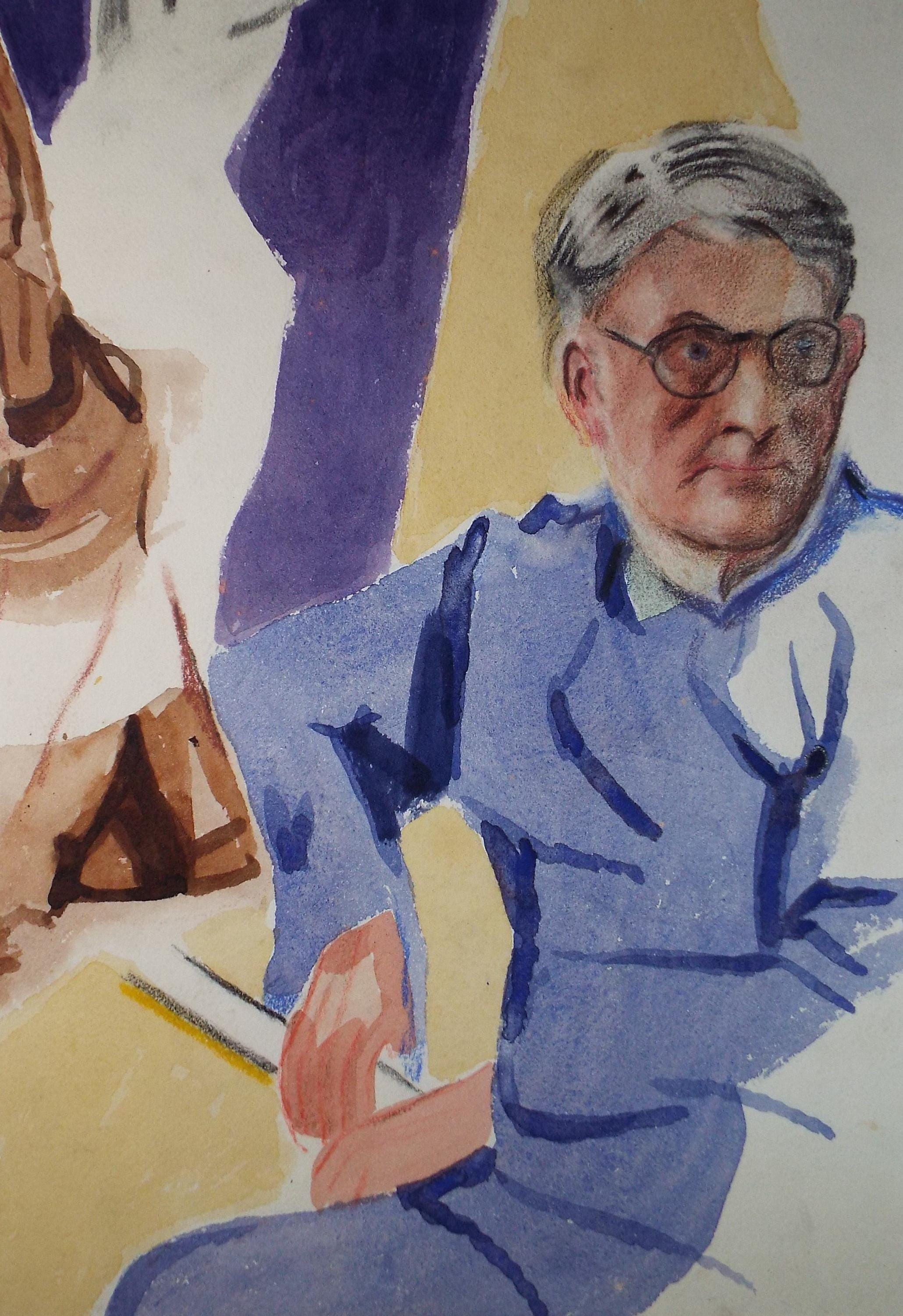 Original Gouache & Pastel ,'Seated Figure', James Wood (1889-1975), 1950's