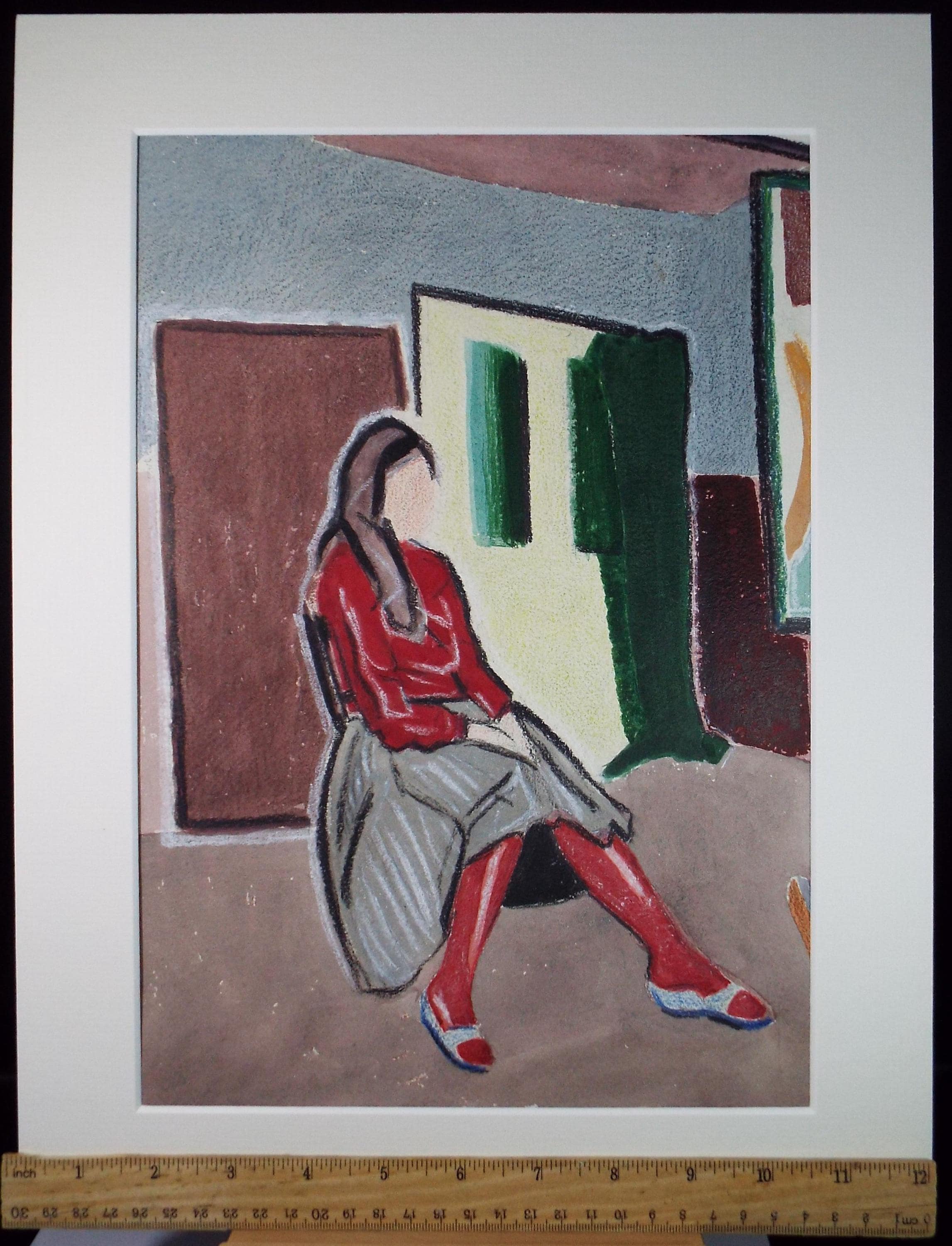 Original Gouache & Pastel ,'Seated Figure', James Wood (1889-1975), 1950's