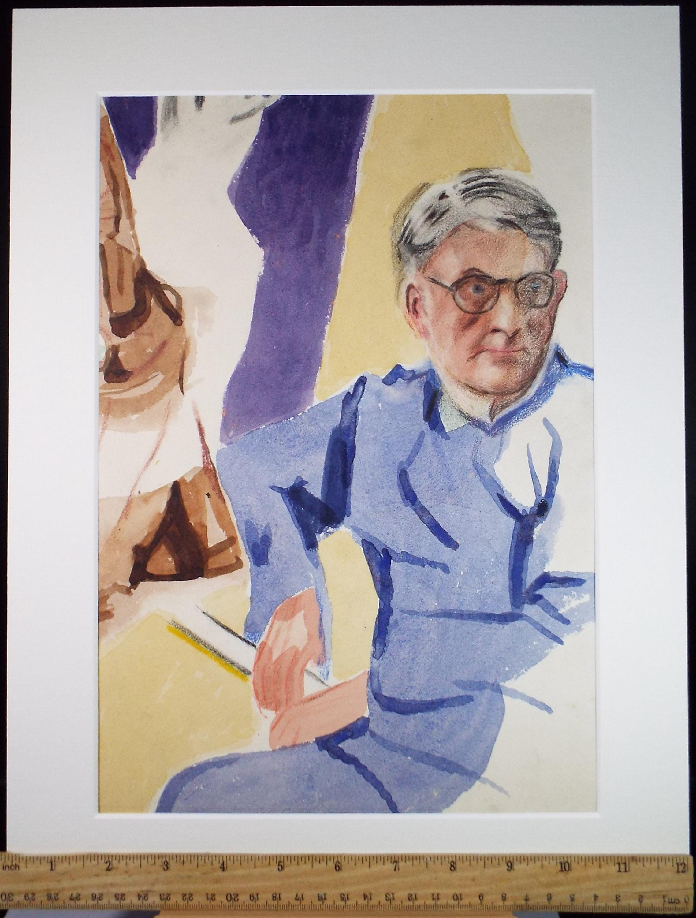 Original Gouache & Pastel ,'Seated Figure', James Wood (1889-1975), 1950's