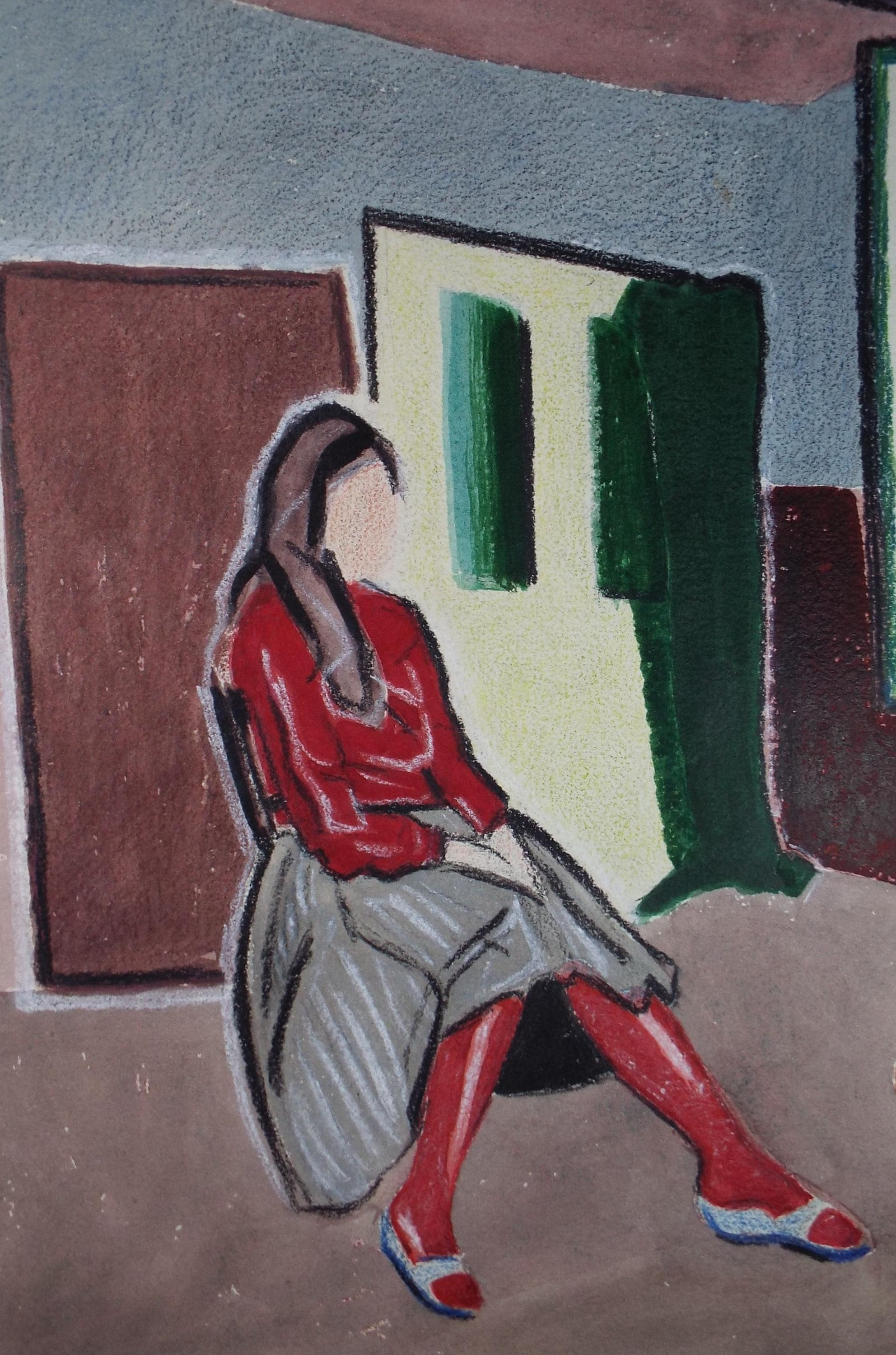 Original Gouache & Pastel ,'Seated Figure', James Wood (1889-1975), 1950's