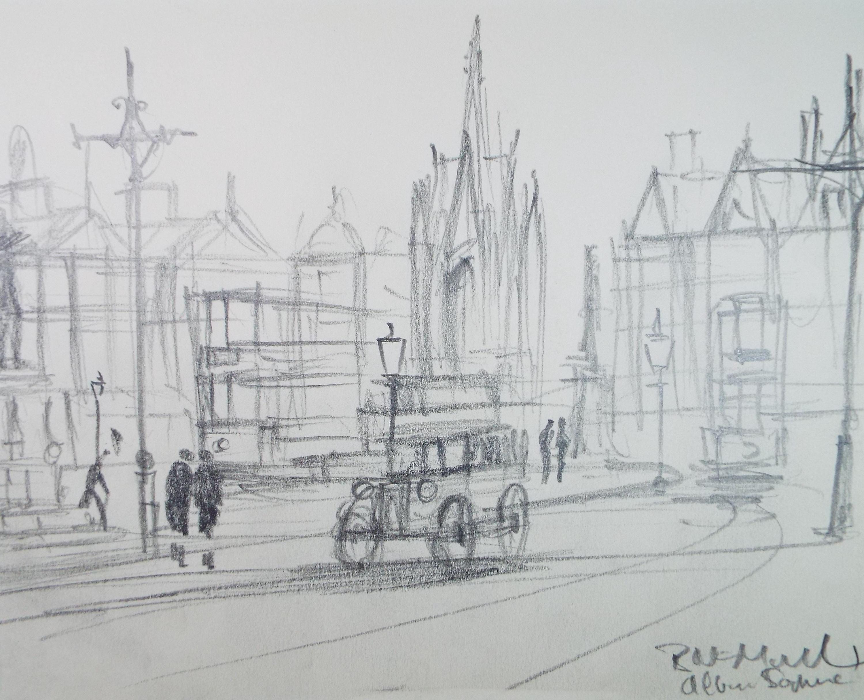 Original Pencil Drawing, 'Albert Square, Manchester', Bernard McMullen (British, 1952-2015), Circa 1990's