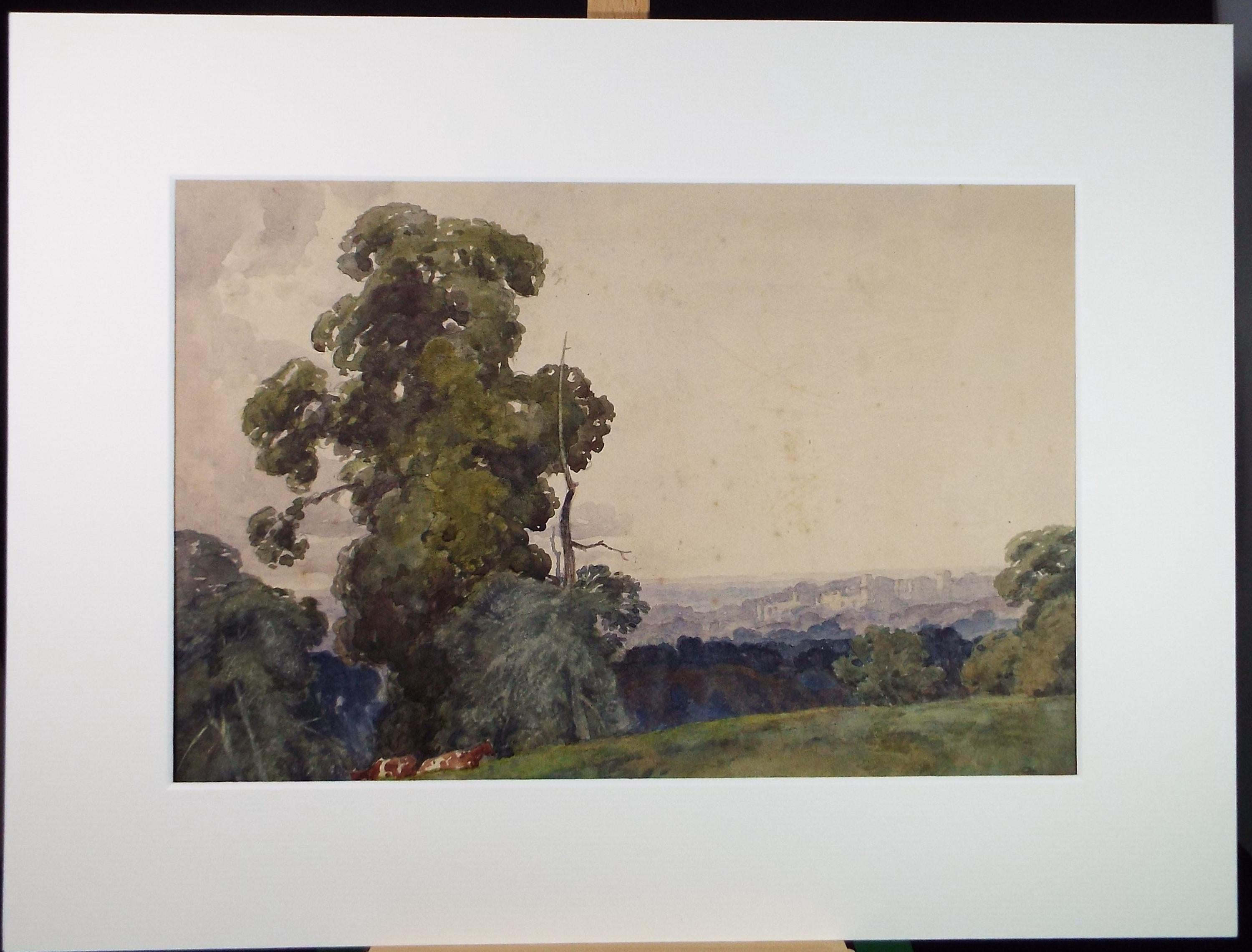 Original Watercolour, 'Warwick Castle from Newbold Beeches',H Draper, Dated 1907