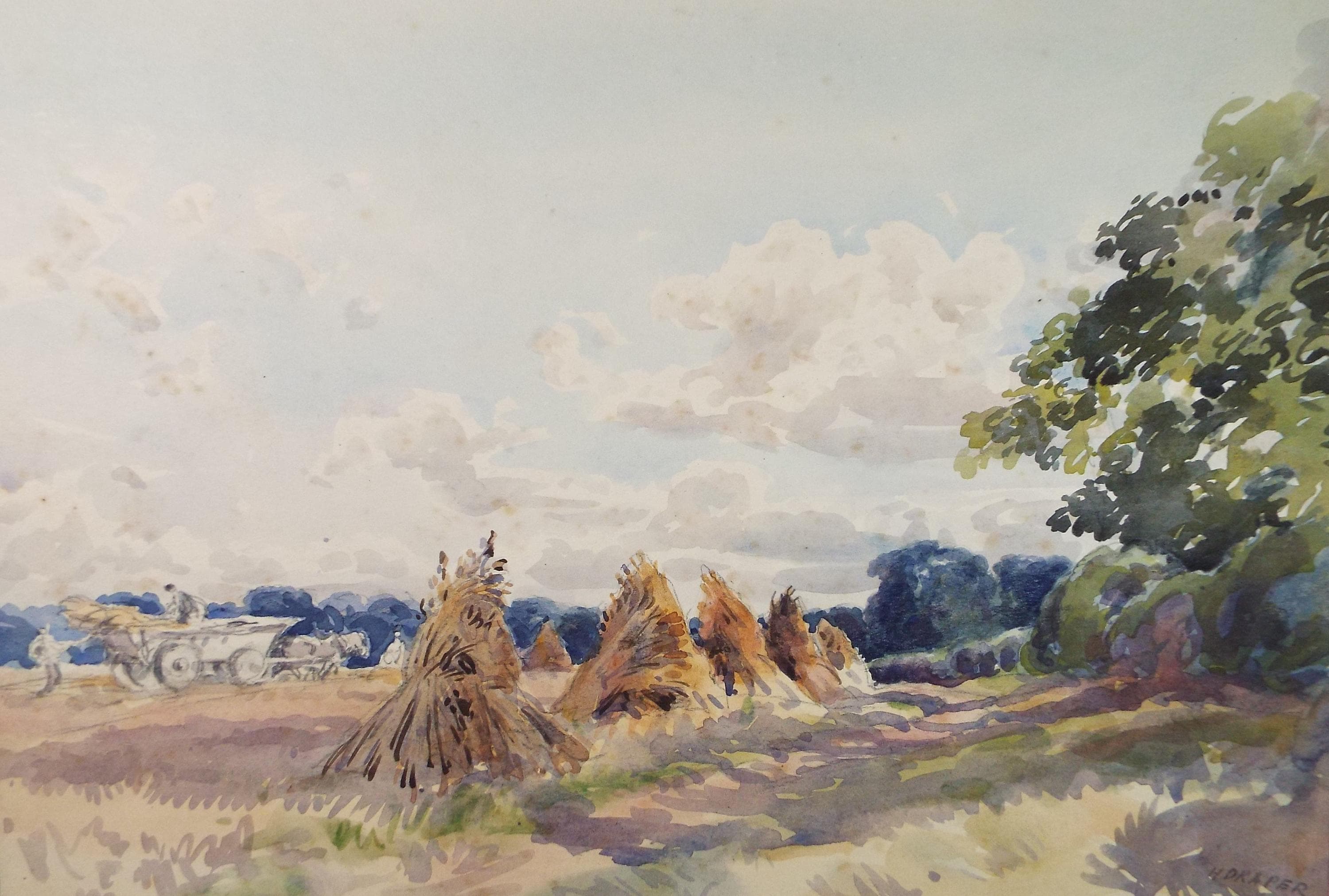 Original Watercolour, 'The Harvest',H Draper, Dated 1910