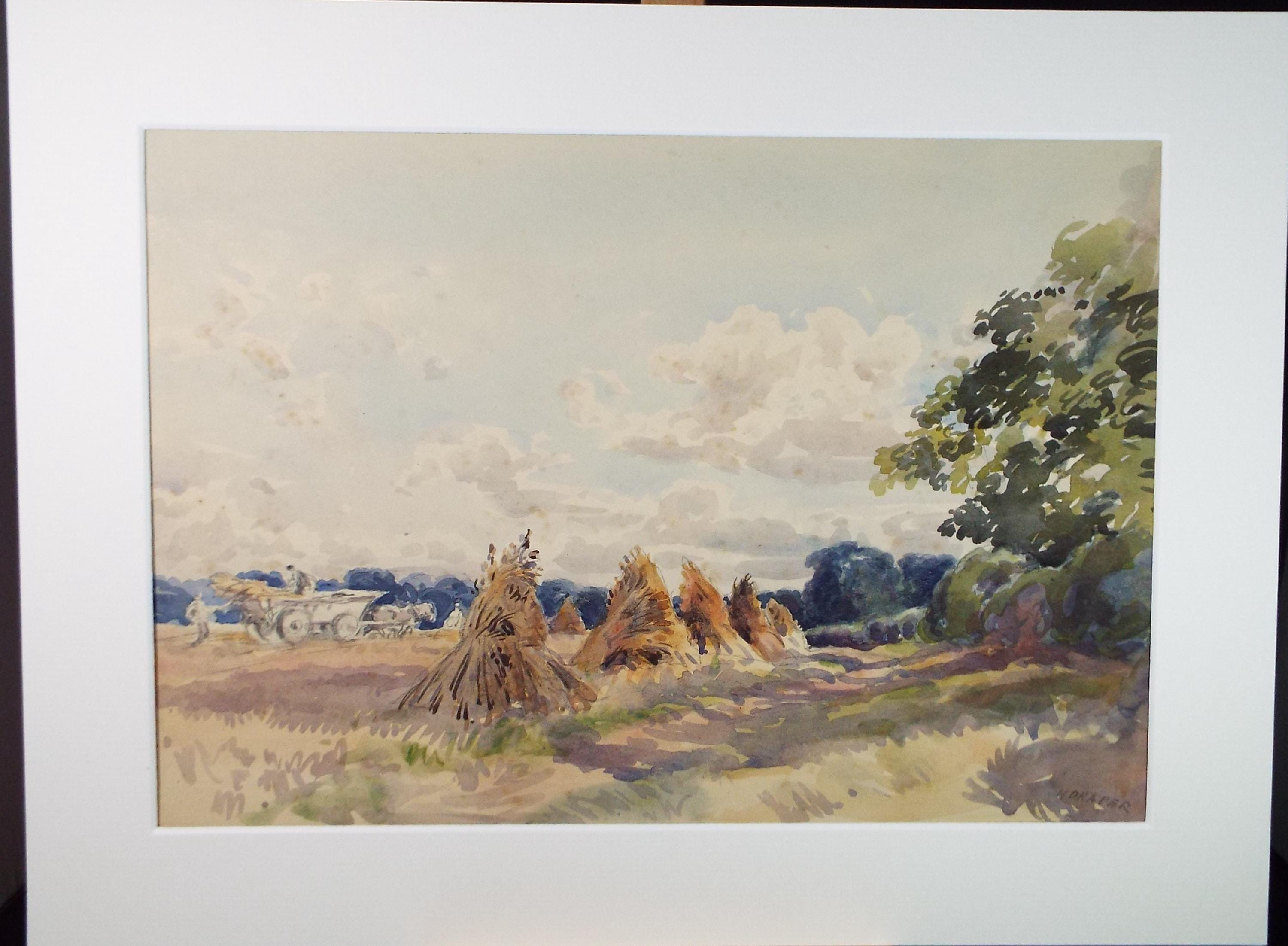 Original Watercolour, 'The Harvest',H Draper, Dated 1910