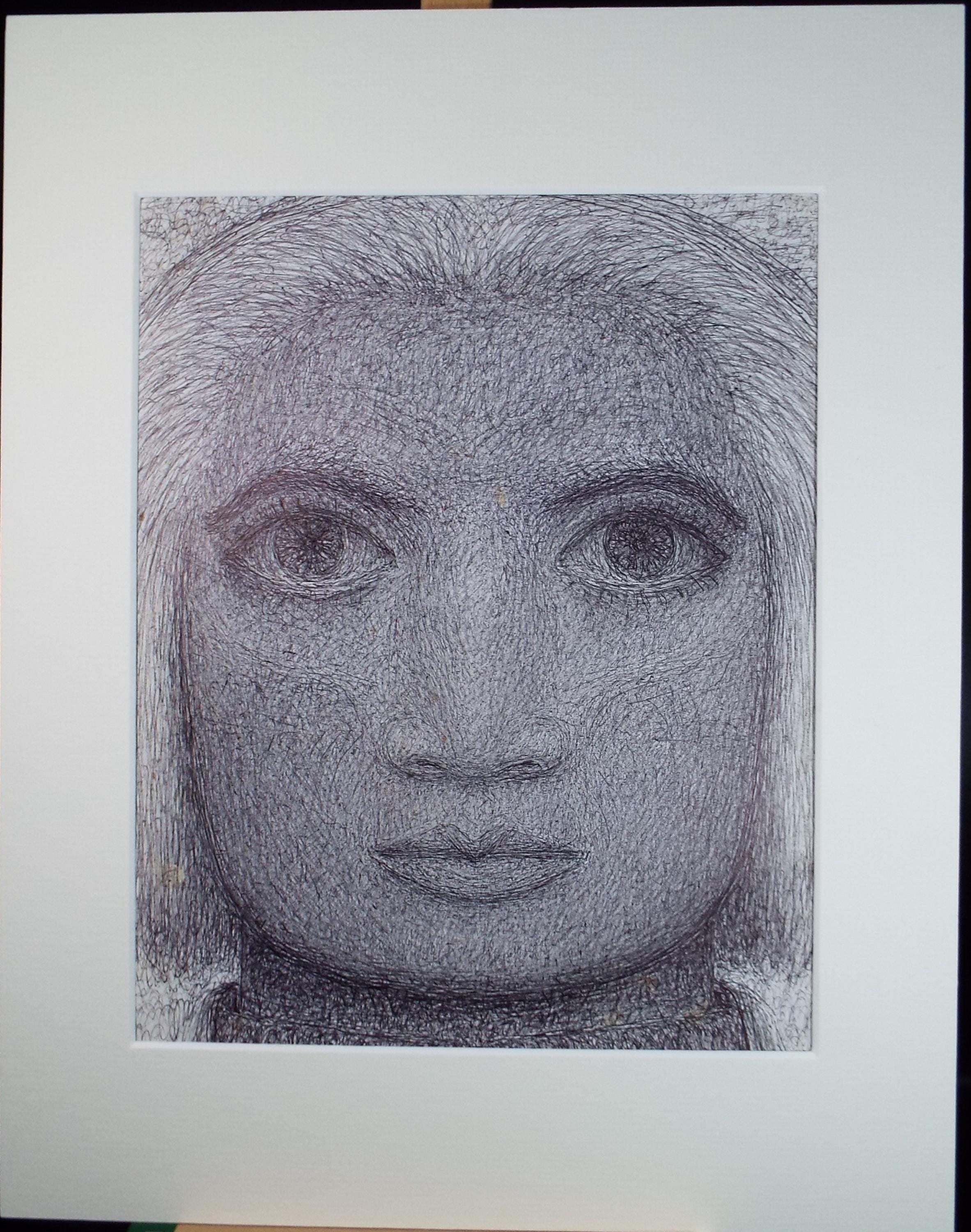 Original Ballpoint pen, 'Head Study', Unknown Artist, Circa 1980's