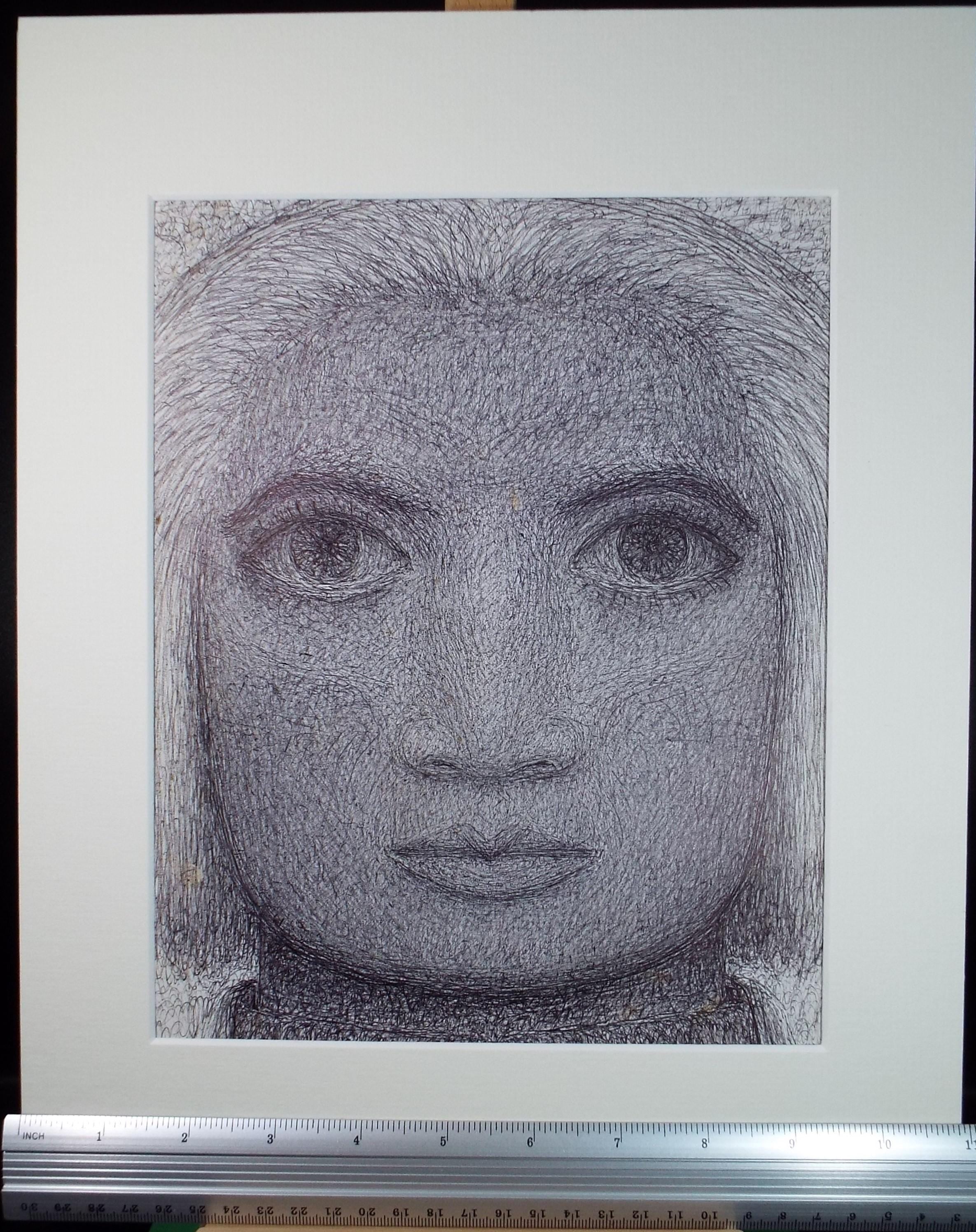 Original Ballpoint pen, 'Head Study', Unknown Artist, Circa 1980's