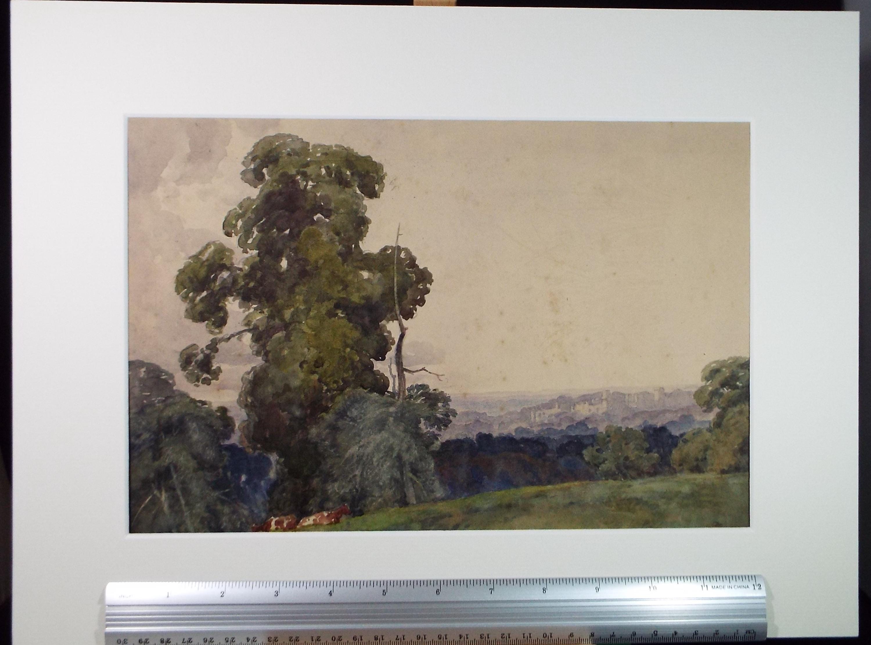 Original Watercolour, 'Warwick Castle from Newbold Beeches',H Draper, Dated 1907