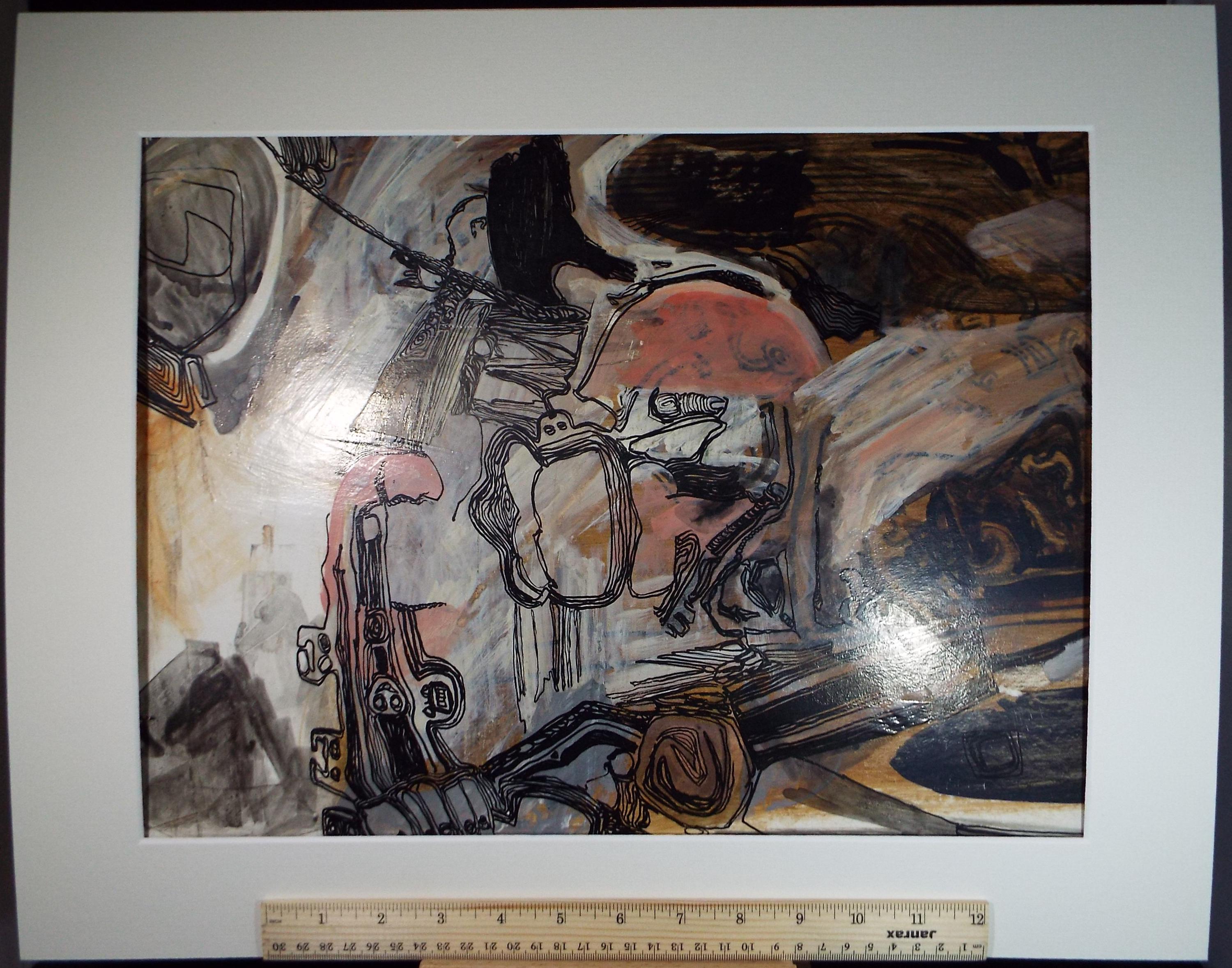 Original Acrylic, 'Abstract Study', Francesco Sillué (b1936), Circa 1960's