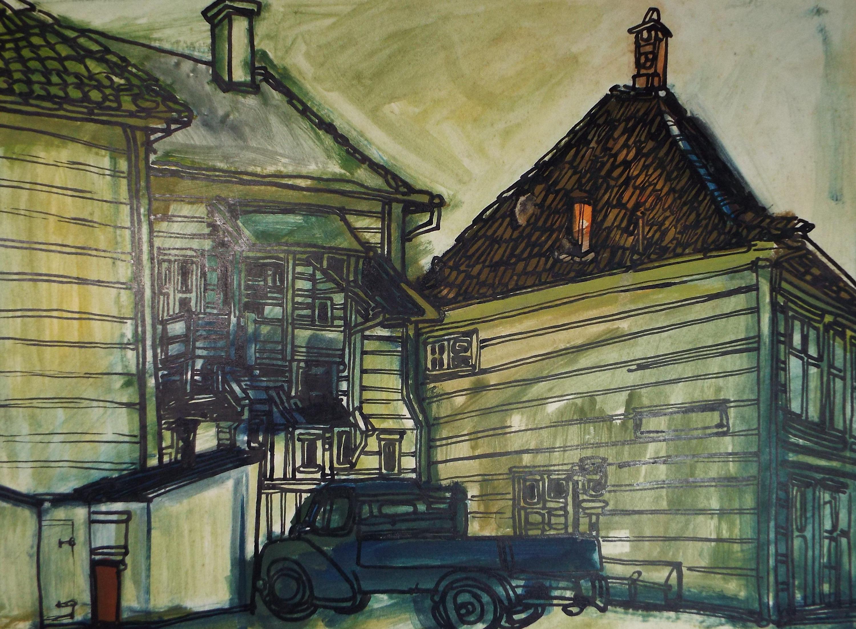 Original Watercolour & Acrylic, 'Bergen', Francesco Sillué (b1936), Circa 1960's