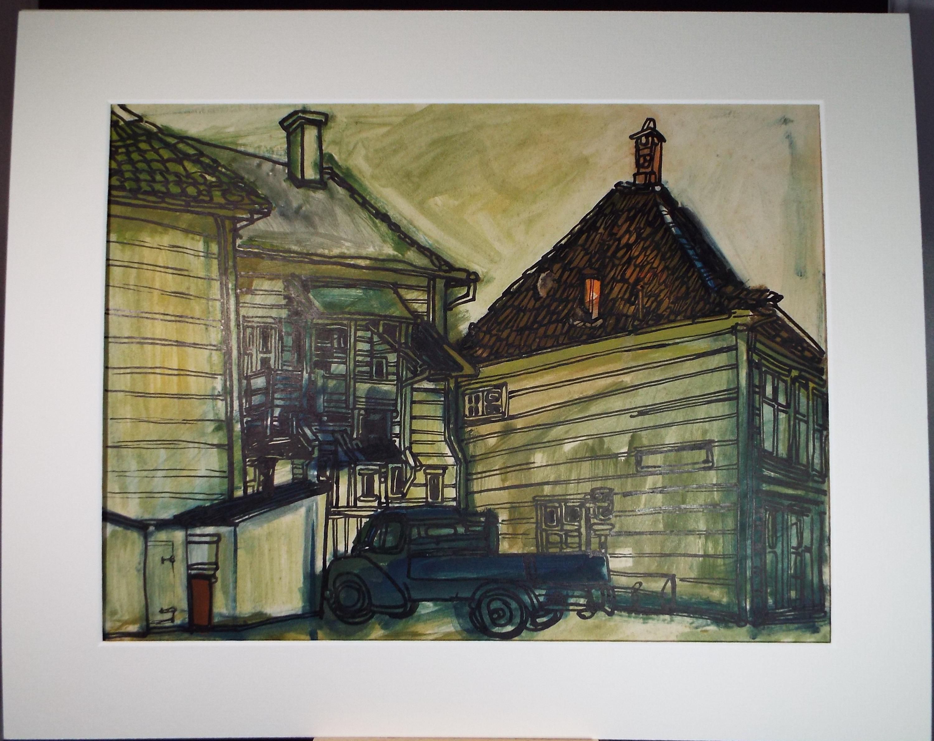 Original Watercolour & Acrylic, 'Bergen', Francesco Sillué (b1936), Circa 1960's