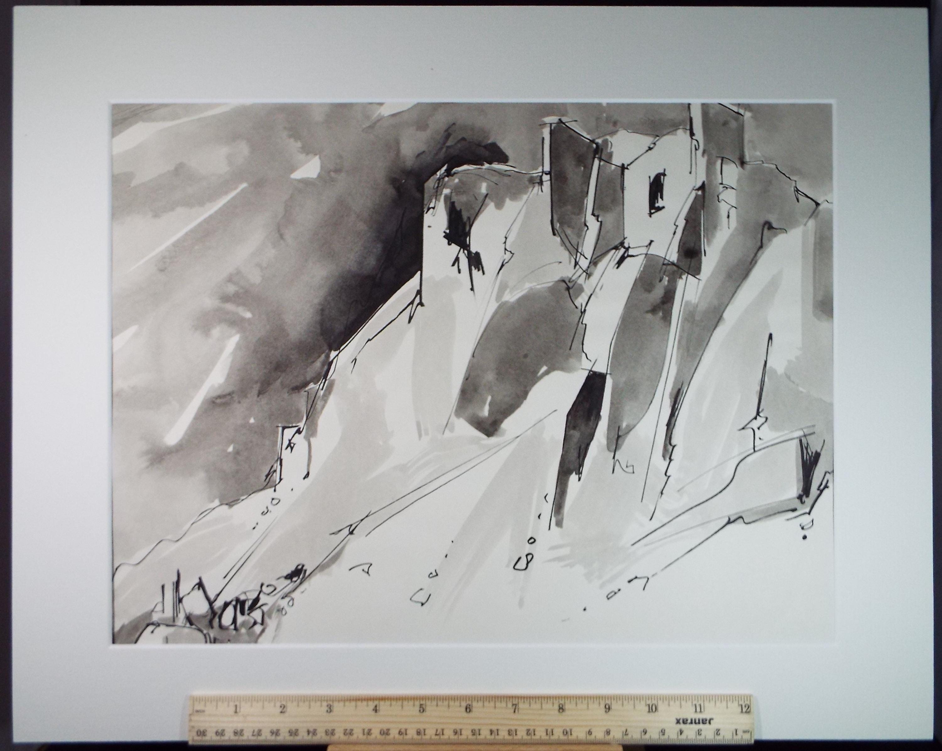 Original Watercolour drawing, 'Escarpment', John Hambleton Holdcroft (1926-2014), Circa 1970's