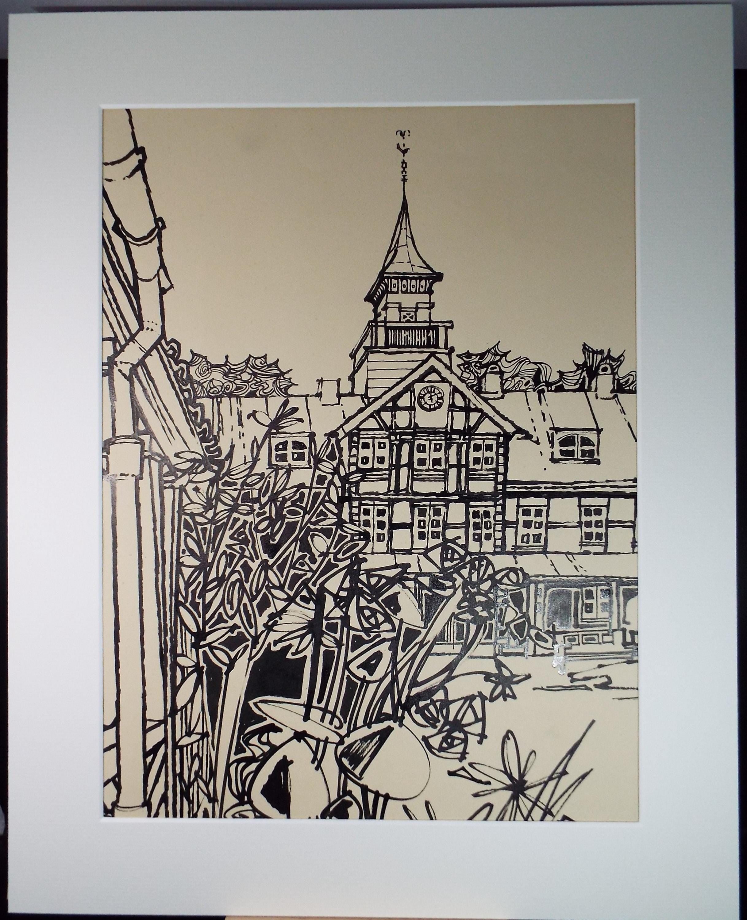 Original Ink drawing , 'Oslo Bymuseum', John Hambleton Holdcroft (1926-2014) 1960