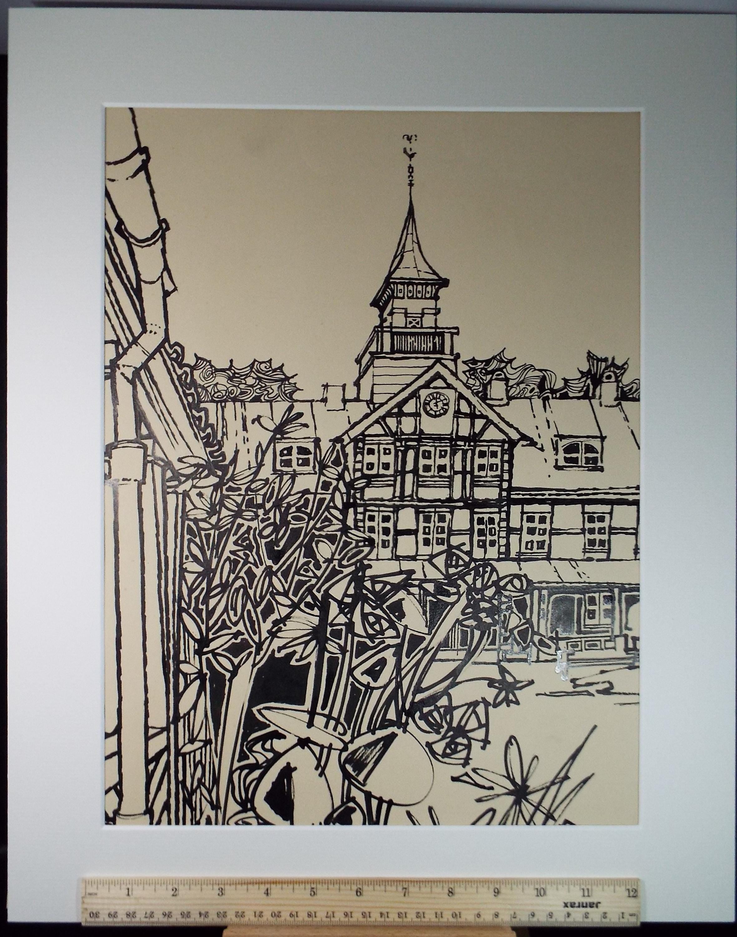 Original Ink drawing , 'Oslo Bymuseum', John Hambleton Holdcroft (1926-2014) 1960