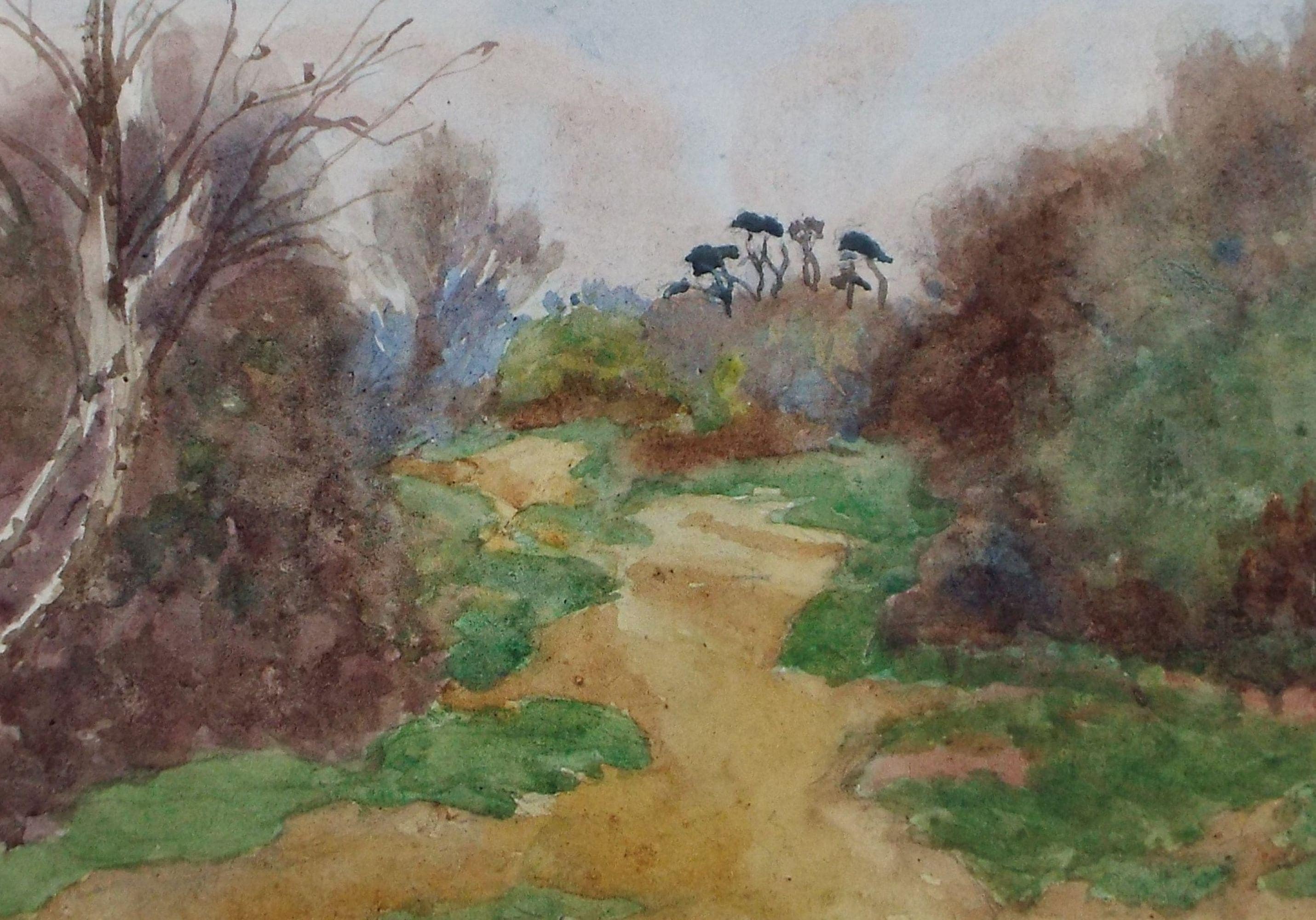 Original Watercolour, 'Hampstead Heath', Dated 1924, Unknown Artist