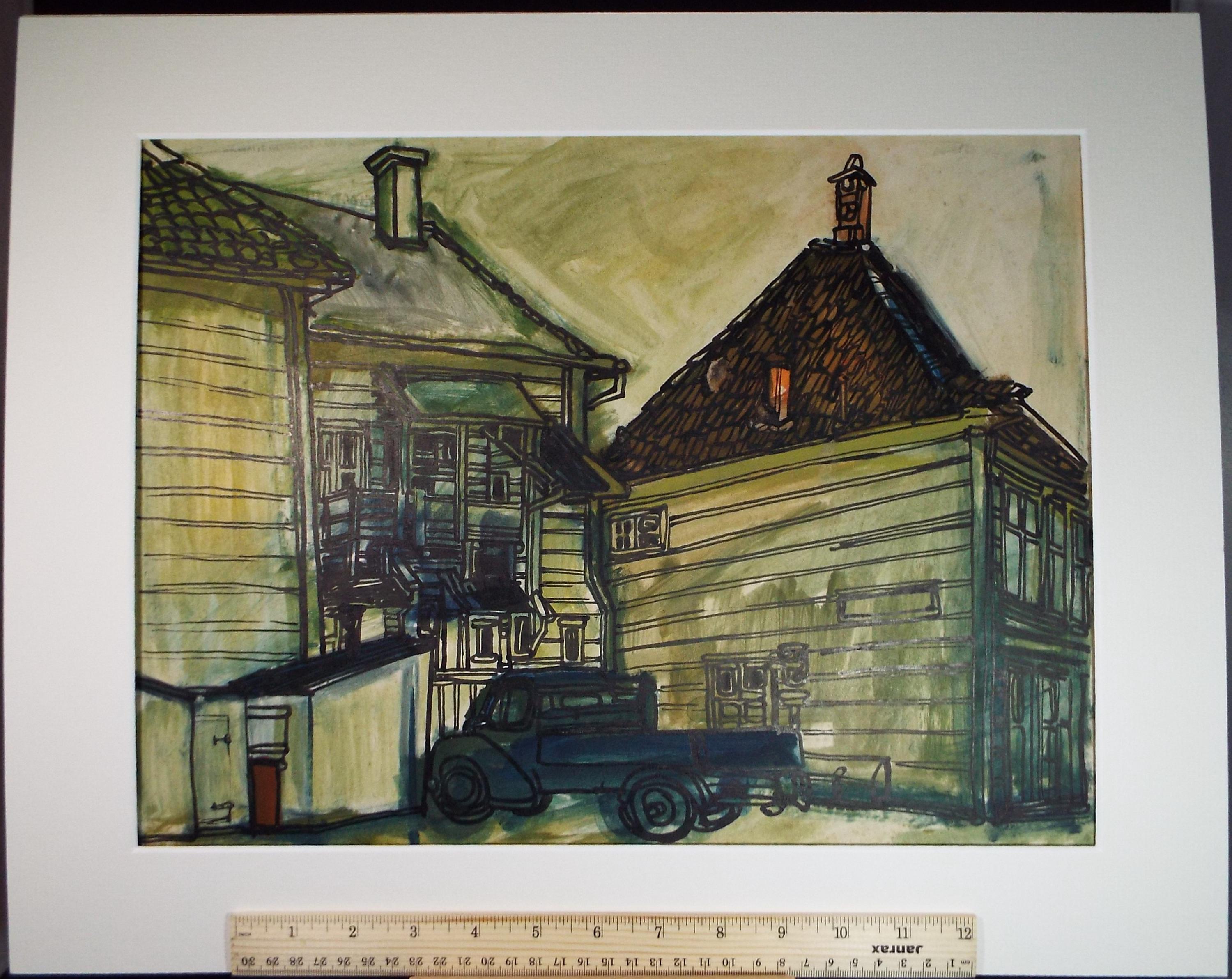 Original Watercolour & Acrylic, 'Bergen', Francesco Sillué (b1936), Circa 1960's
