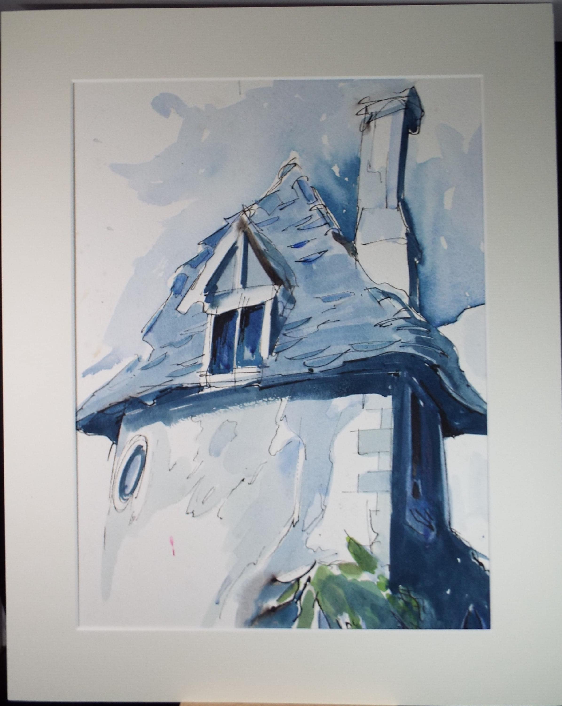 Original Watercolour drawing, 'French Farmhouse', John Hambleton Holdcroft (1926-2014), Circa 1970's