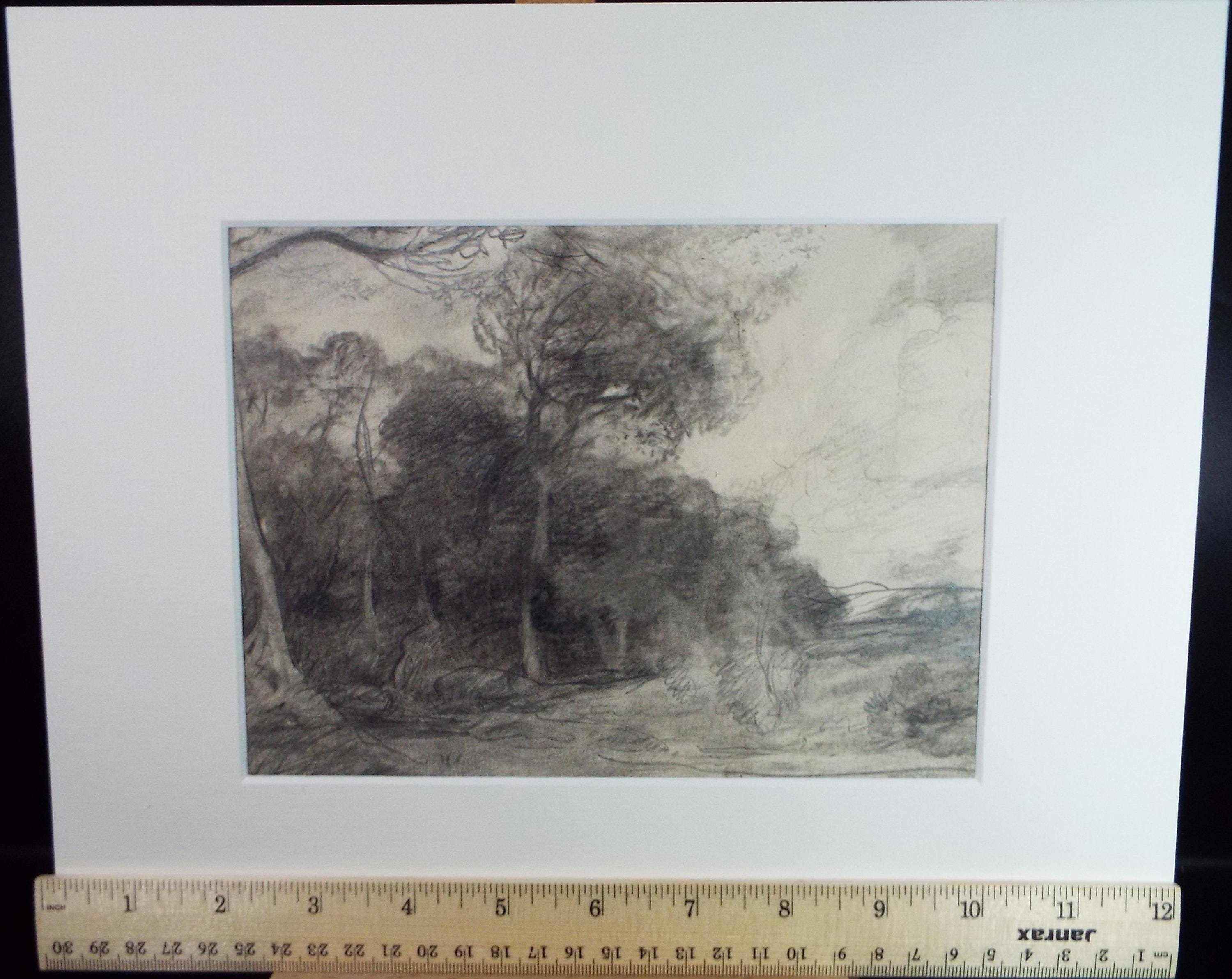 Original Pencil Drawing, 'Wooded Landscape', David Waterson RE FSA (1870-1954) Dated 1906