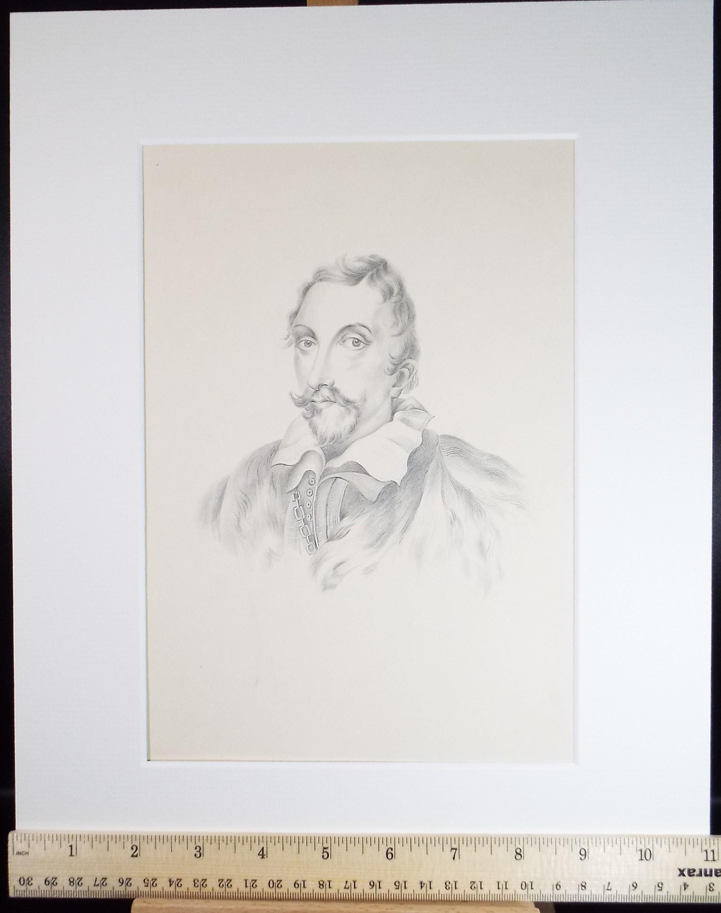 Original Pencil Drawing , 'Portrait of a Nobleman', Mid 19th Century, unknown artist