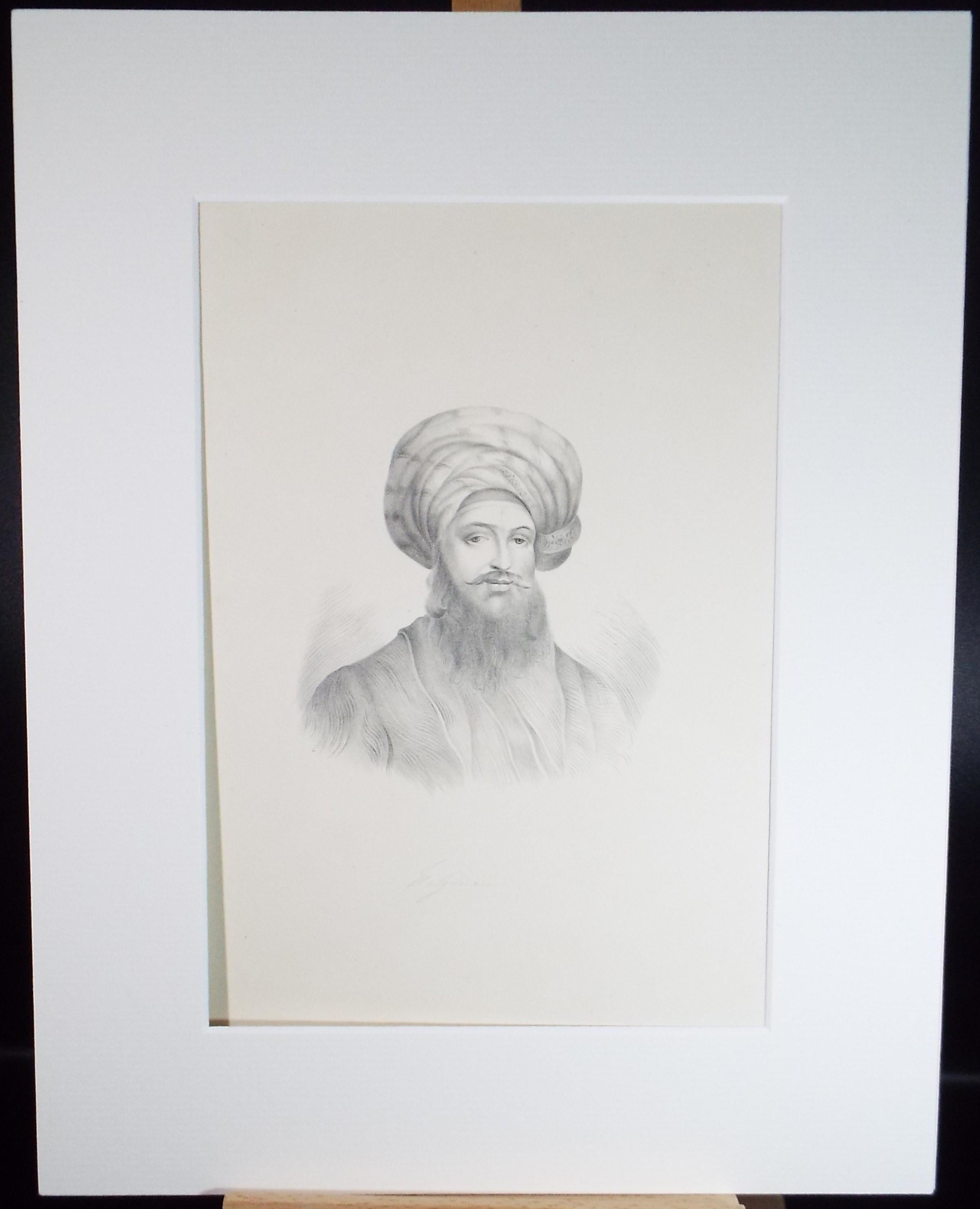 Original Pencil Drawing , 'Portrait of a Turk', Mid 19th Century, unknown artist