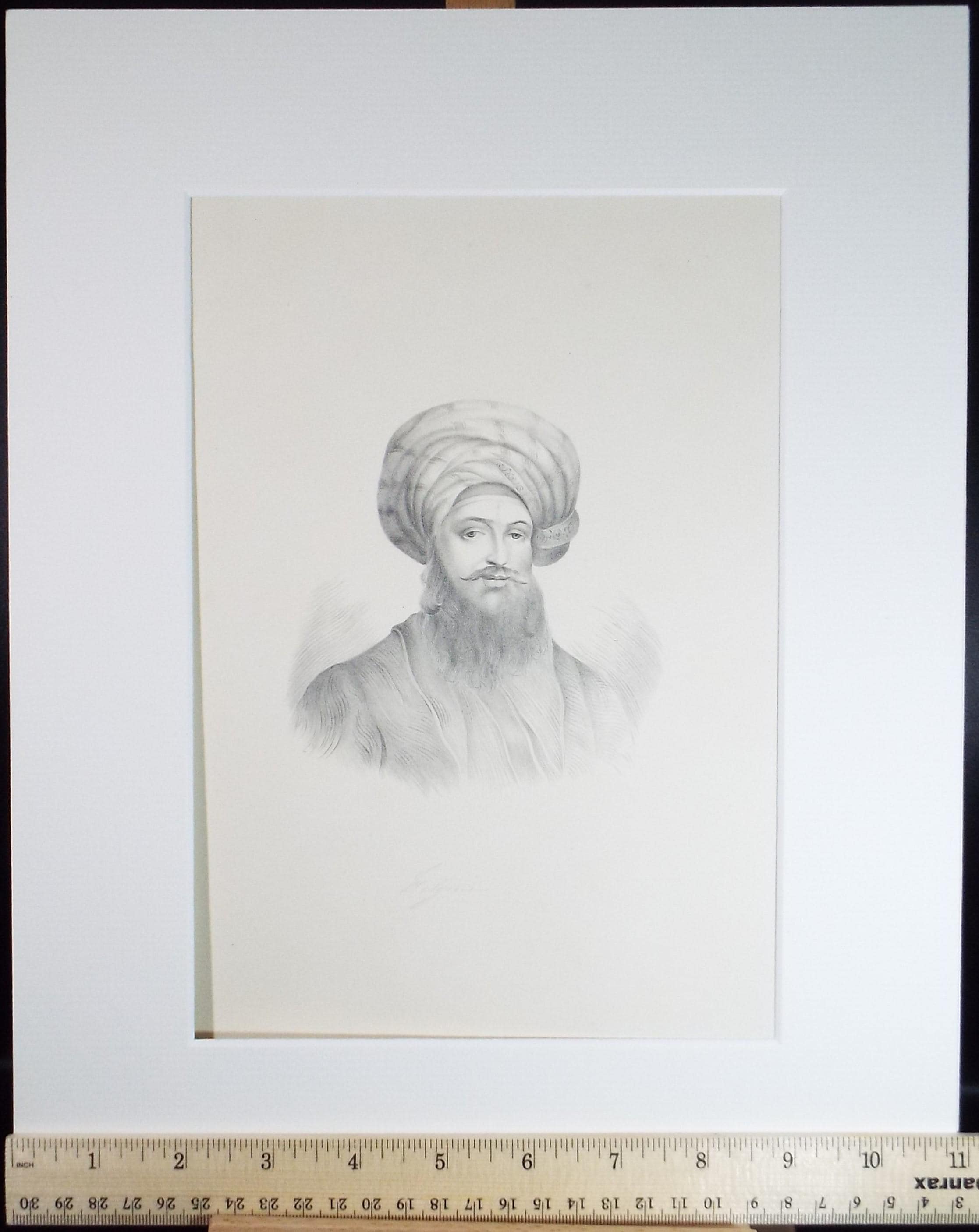 Original Pencil Drawing , 'Portrait of a Turk', Mid 19th Century, unknown artist