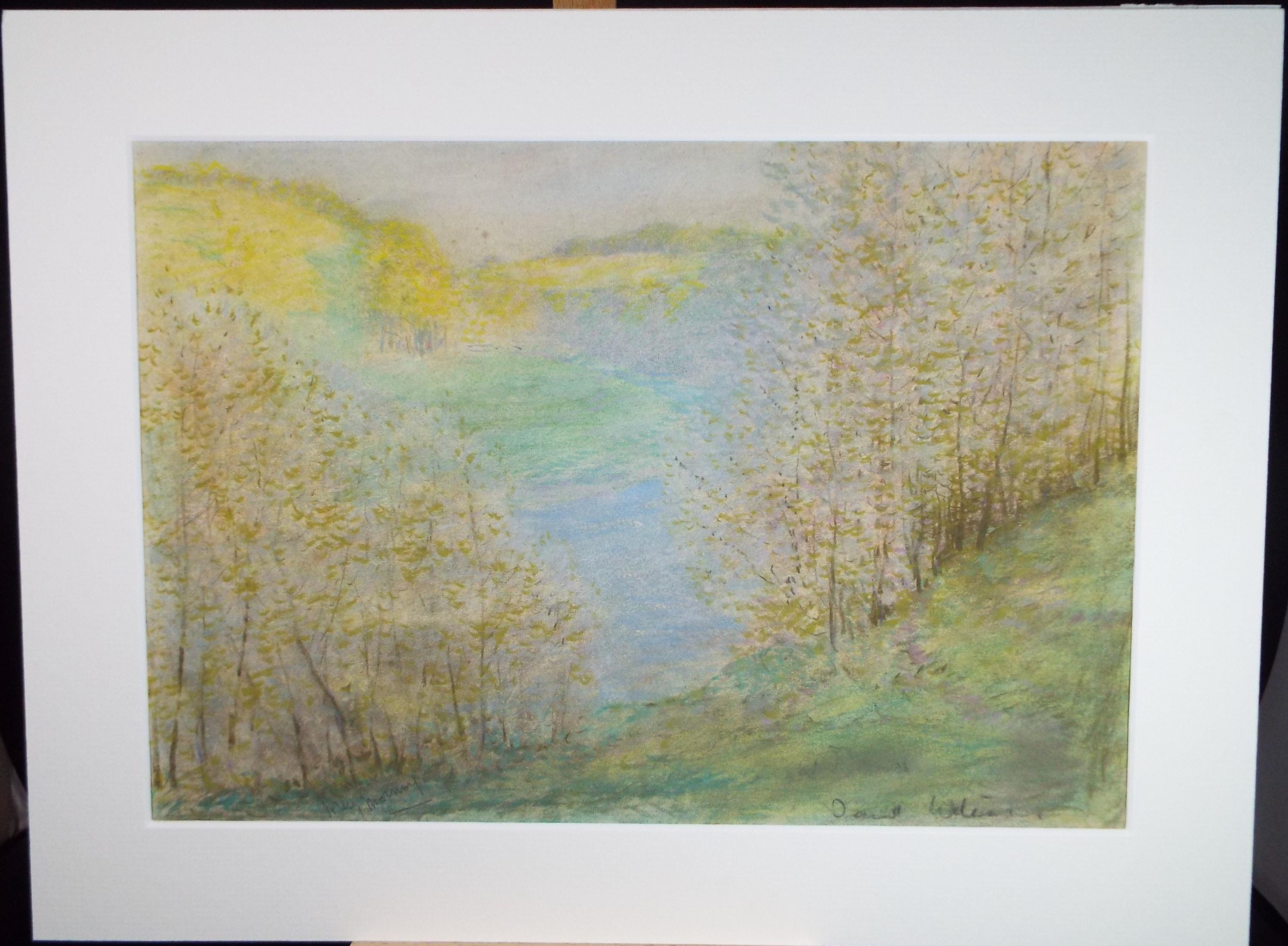 Original Pastel Drawing, 'River Landscape', David Waterson RE FSA (1870-1954)